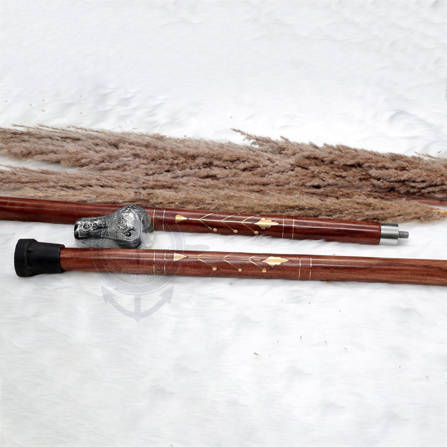 Premium Chrome Deluxe Walking Cane - Handcrafted Rosewood with Solid Brass Accents - 36