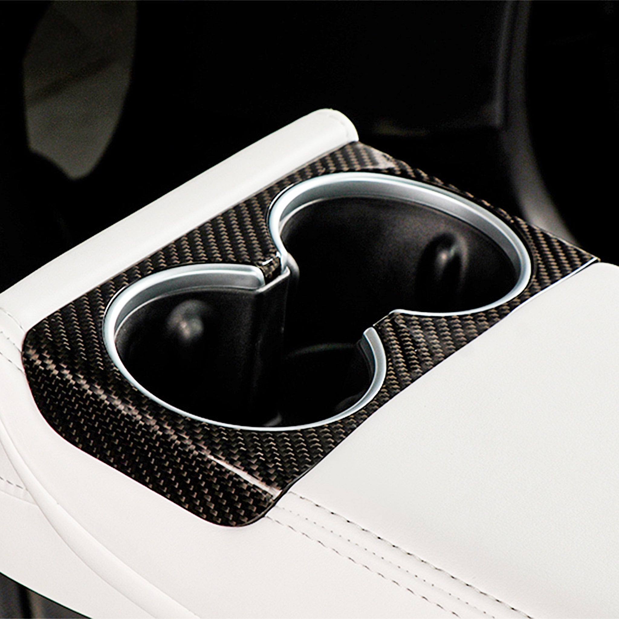 Premium Real Carbon Fiber Cup Holder Covers for Tesla Model 3 Highland (2024+) - Front & Rear Set - Luxury Interior Upgrade for Car Enthusiasts & Tesla Owners - Perfect for Daily Commute, Road Trips & Show Car Events