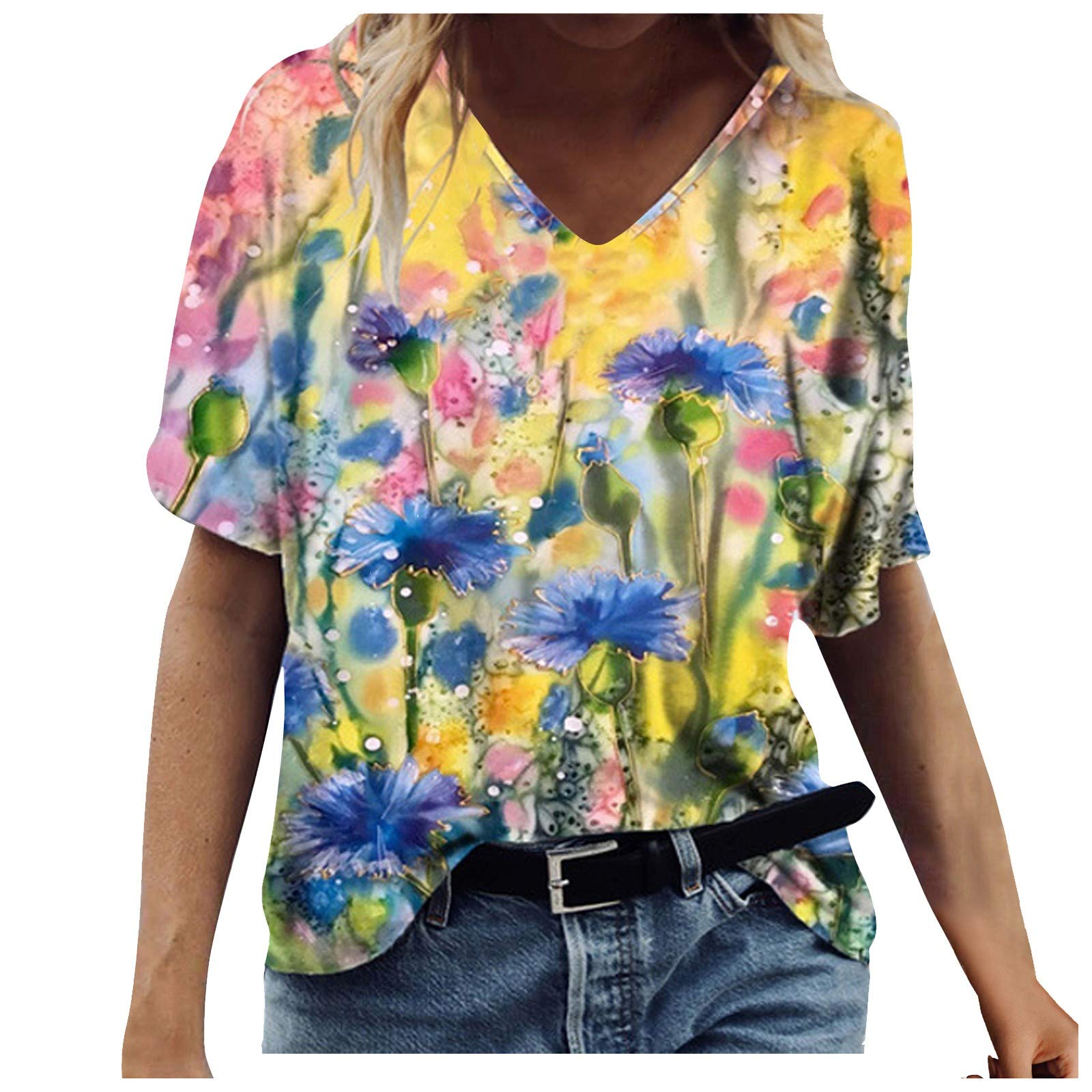 Stylish MOKINGTOP Women's Summer T-Shirt - Short Sleeve Tunic Top with Strappy Cold Shoulder Design | Casual Wear for Beach, Vacation & Everyday Outfits