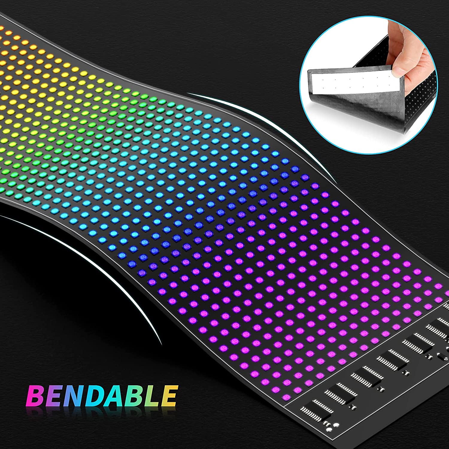 Model 1696 Small Flexible USB 5V Car LED Sign with Bluetooth App Control - Custom Text & Animation Display for Windows, Shops, Bars & Entrances | Perfect for Advertising, Promotions & Business Signage