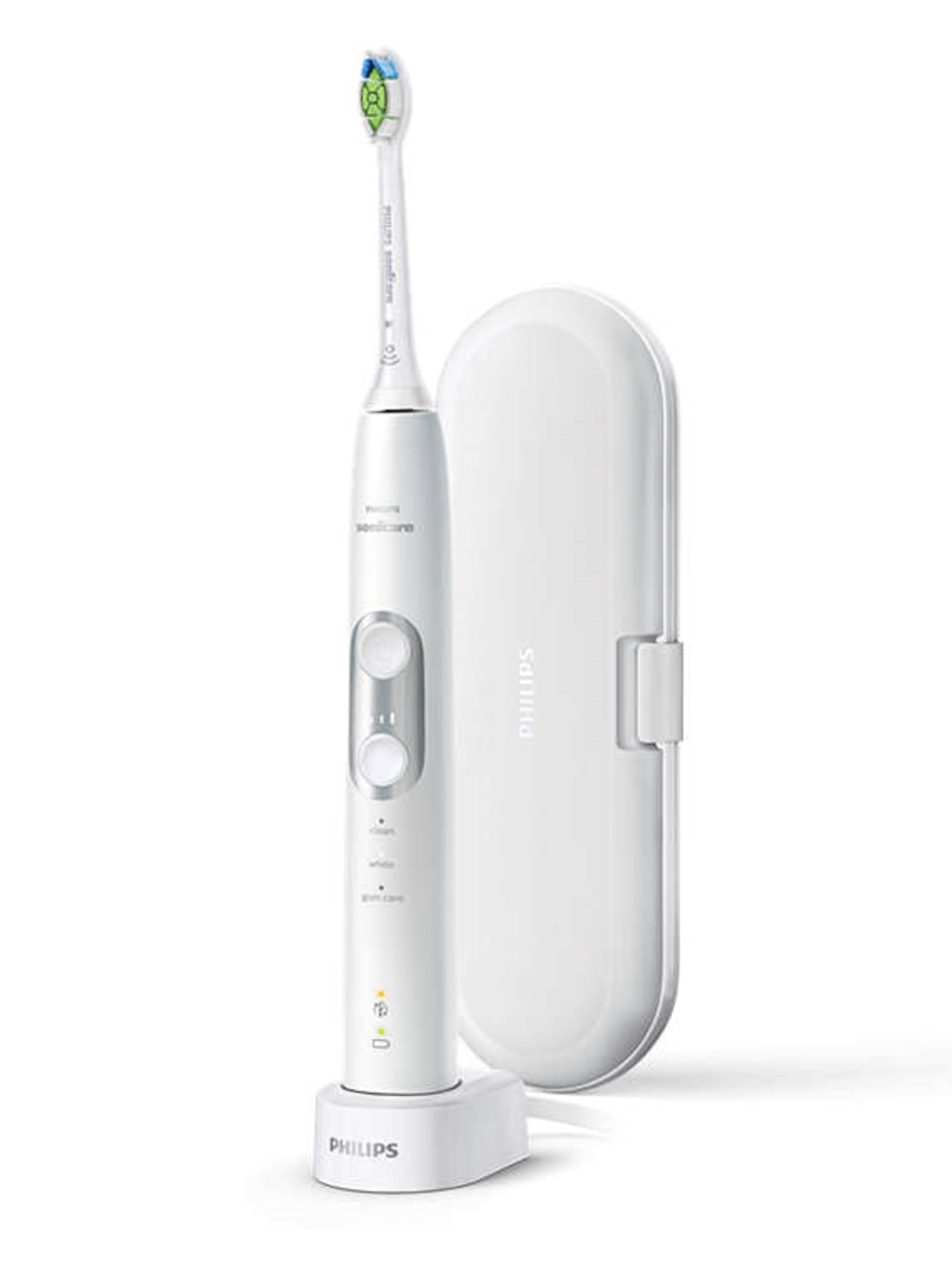 Philips Sonicare HX8911/02 HealthyWhite+ Rechargeable Electric Toothbrush with 3 Modes - Whitening, Clean & Gum Care - for Brighter Smile & Healthier Gums (White) - Perfect for Home & Travel Use