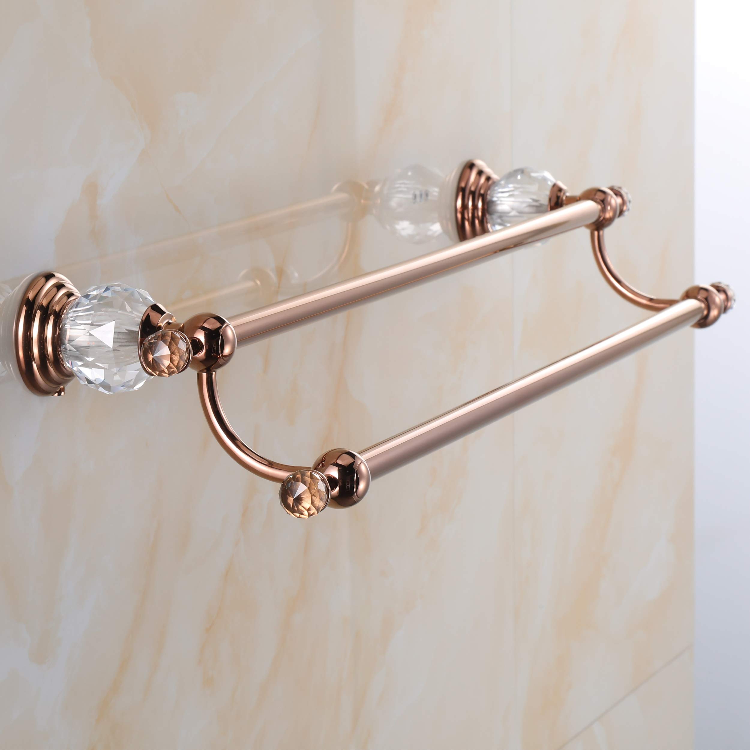 Vintage Crystal Rose Gold Double Towel Bars - 23.8