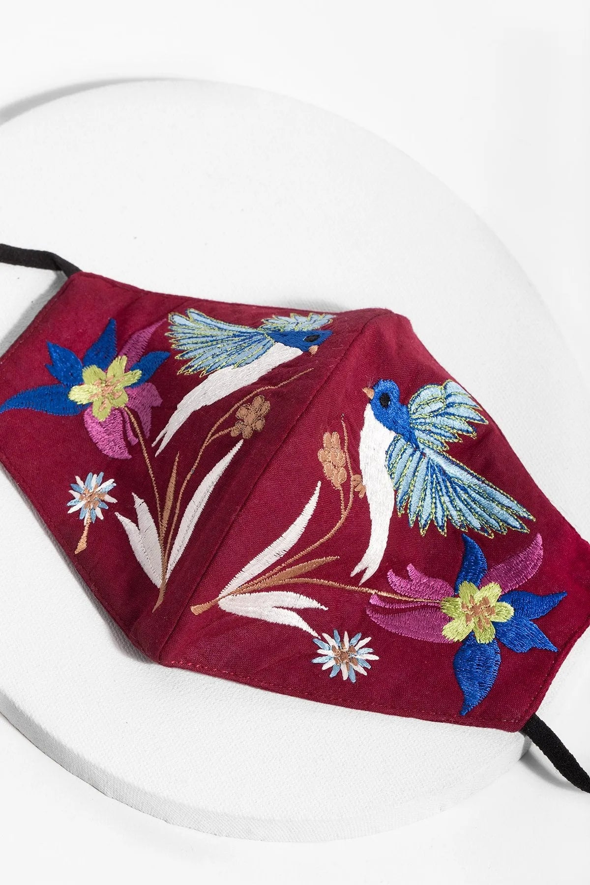 Hummingbird Embroidered Face Mask - Reusable Washable Cotton Fabric with Adjustable Ear Loops for Women & Men - Perfect for Outdoor Activities, Travel, and Daily Protection