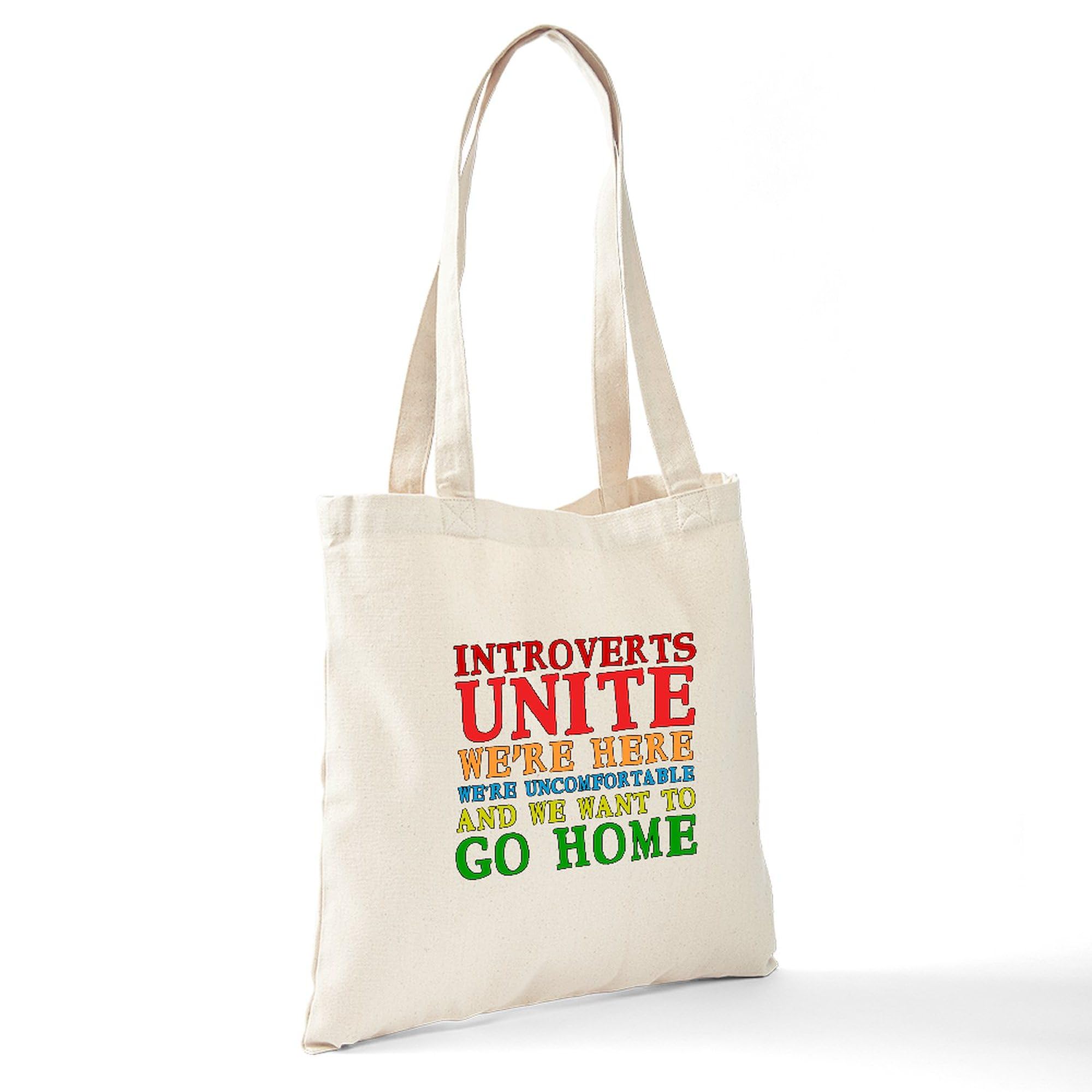Introverts Unite Tote Bag - Natural Canvas Reusable Shopping Bag for Groceries, Books & Everyday Use | Funny Gift for Quiet People