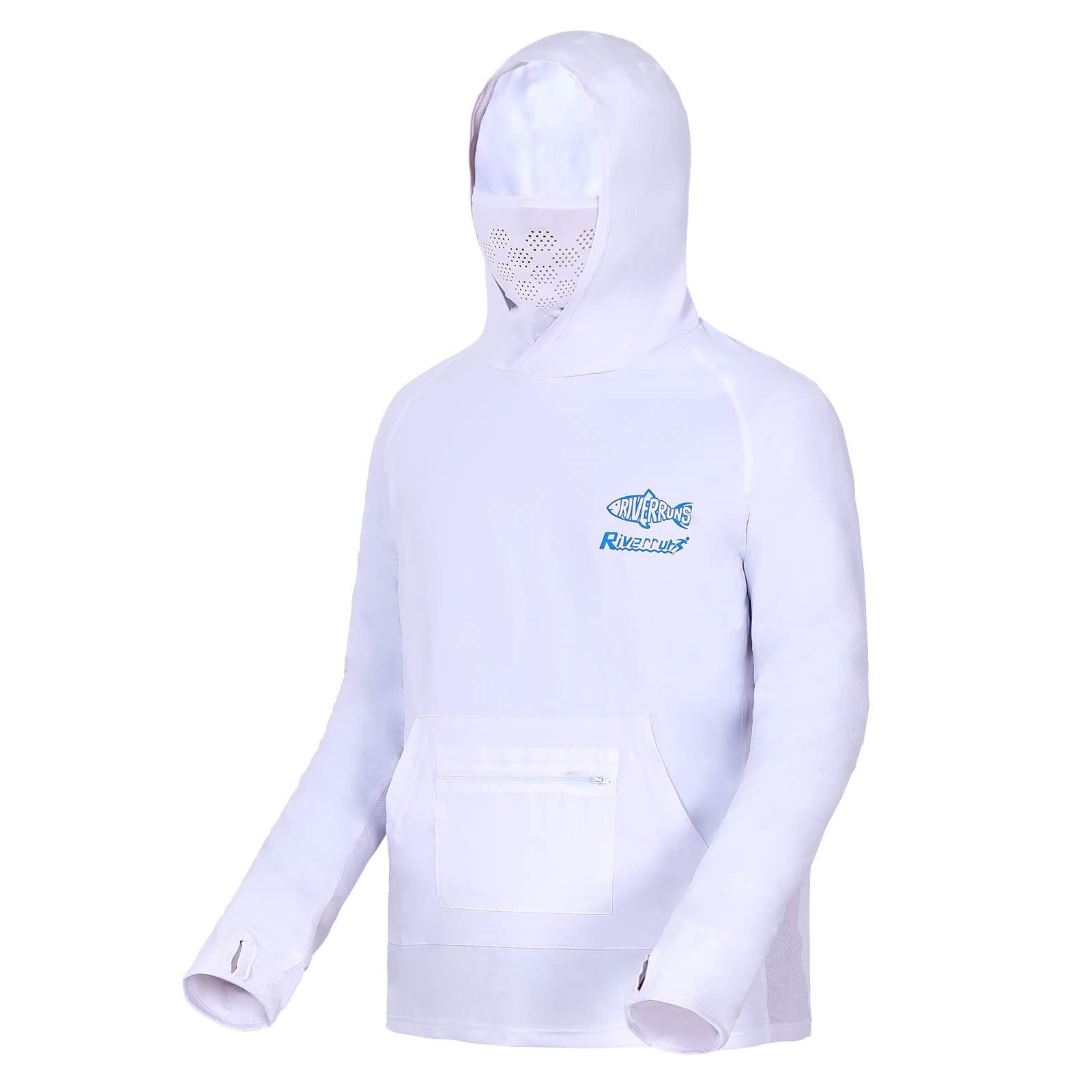 Riverruns UPF 50+ Sun Protection Fishing Hoodie for Men - Long Sleeve UV Shirt with Hood for Outdoor Fishing, Hiking & Water Sports