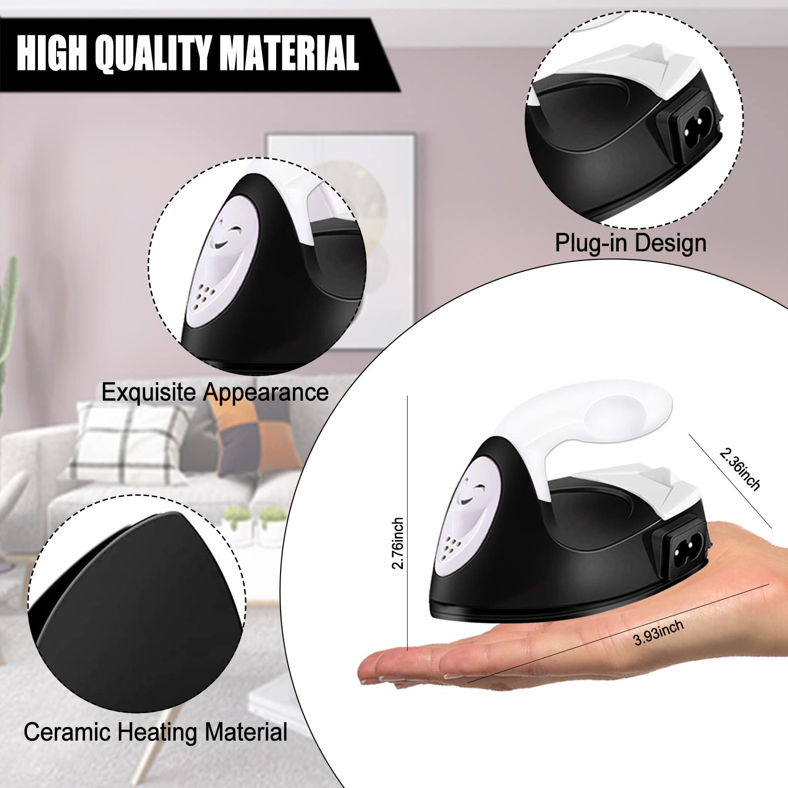 Portable Mini Heat Press Machine for T-Shirts, Hats, Bags & Shoes - Compact Craft Iron with Charging Base - Perfect for DIY HTV Vinyl Projects & Small Fabric Crafts (Black) - Ideal for Home Use, Small Businesses & Crafting Enthusiasts