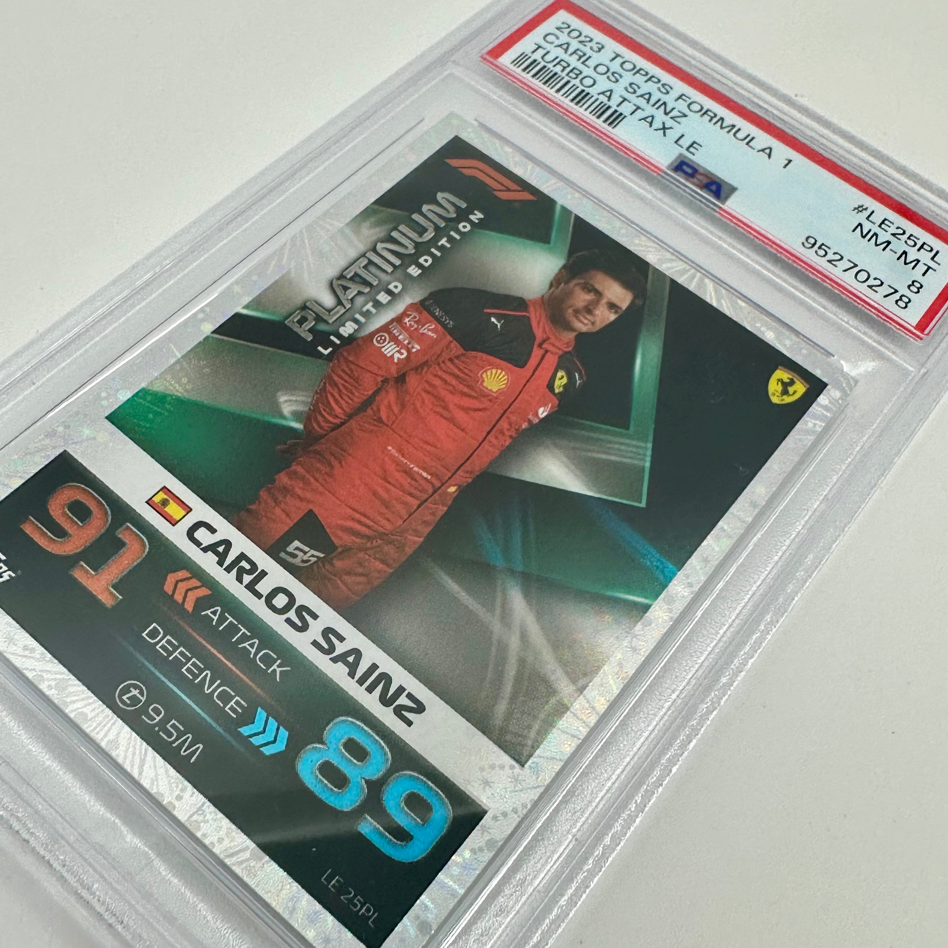 PSA 8 Graded Carlos Sainz #LE25PL Platinum Limited Edition F1 Racing Card - Perfect for Collectors, Investors & Motorsport Fans
