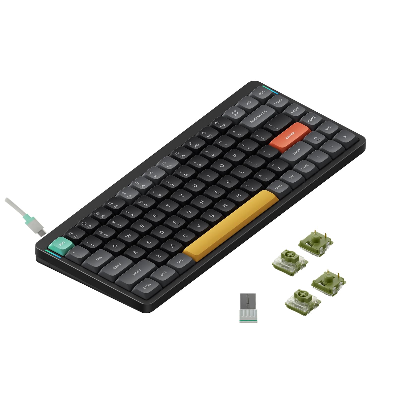 Nuphy Air75 V2 Ultra-Thin Wireless Mechanical Keyboard - 75% Compact Bluetooth/2.4G/USB-C RGB Backlit Keyboard with Gateron Moss Switches | Compatible with Windows/Mac/Linux | Perfect for Office Work, Gaming & Travel