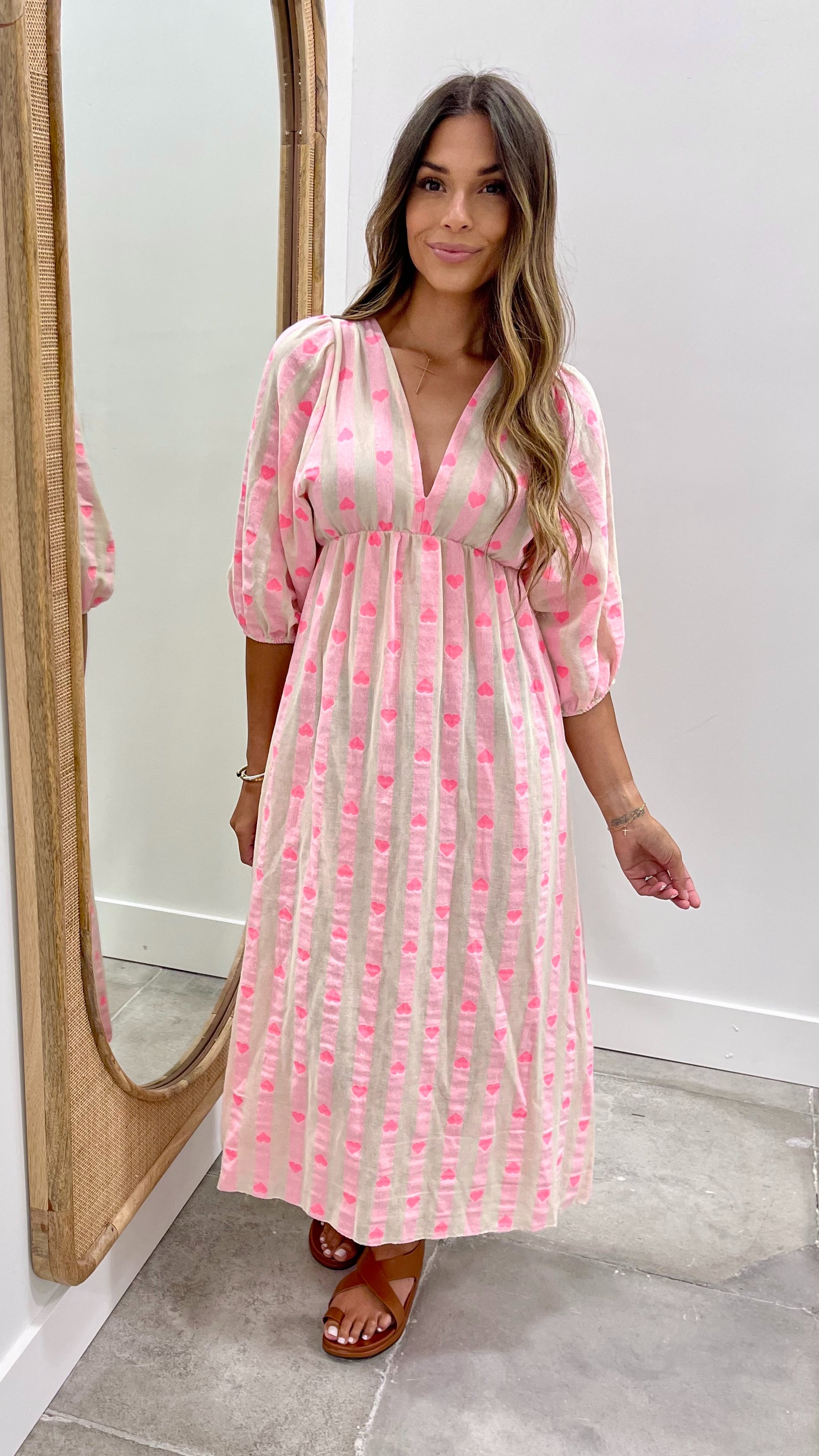 Ibiza Heart Resort Dress Pink - Flowy Summer Beach Dress for Women, Perfect for Vacations, Pool Parties & Tropical Getaways