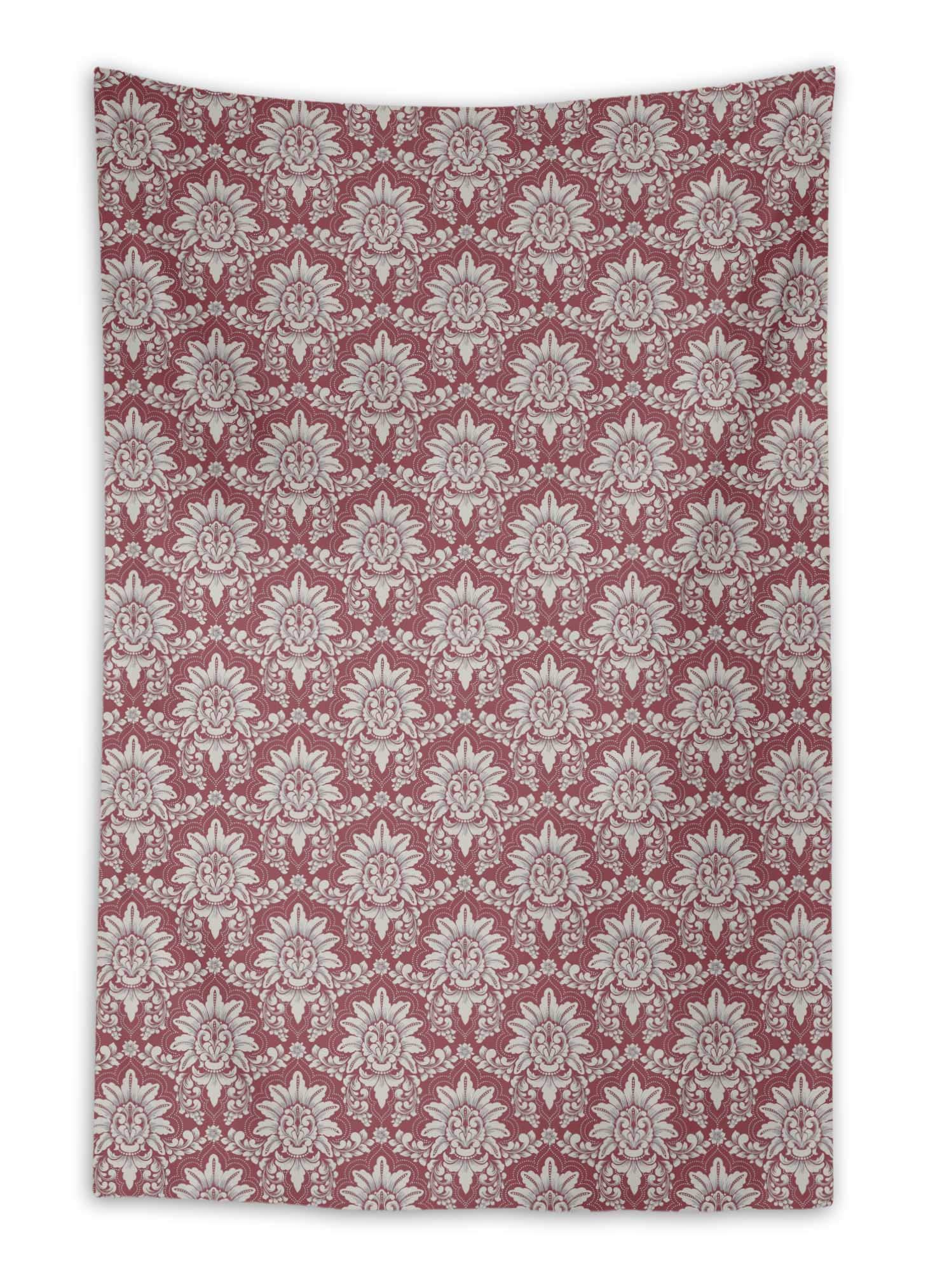 Orange Damask Floral Wall Hanging Tapestry - 58x92 Inches Home Decor for Kids Room, Nursery, Dorm & Living Room | Vintage Wall Art for Bedroom Aesthetic