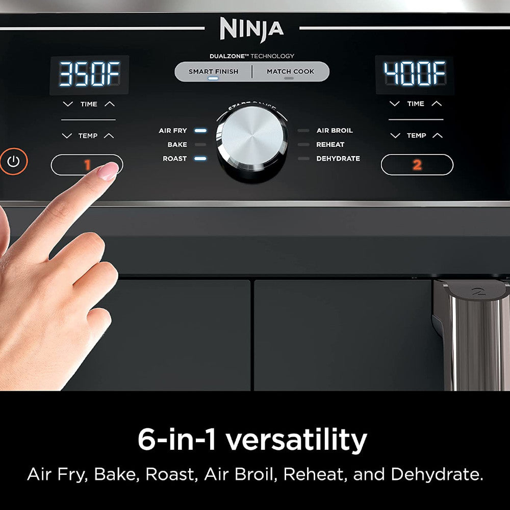 Ninja Foodi 10 Quart 6-in-1 DualZone XL 2 Basket Air Fryer (AD350CO) - Large Capacity Air Fryer for Family Cooking, Healthy Meals & Party Snacks