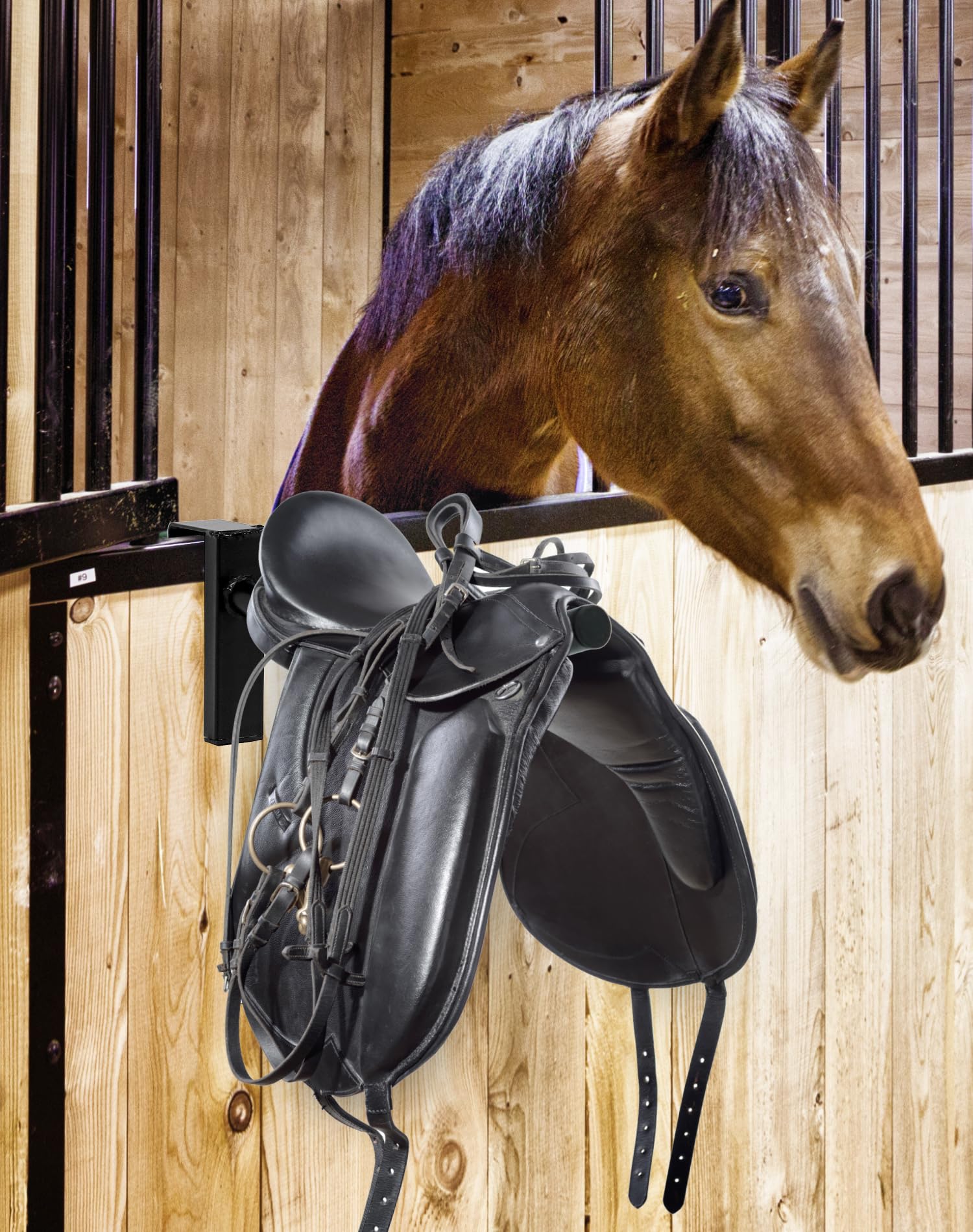 QWORK 2 Pack Heavy Duty Saddle Rack - Wall Mounted & Door Hanging Horse Tack Organizer for Western & English Saddles - Perfect for Stable, Barn & Equestrian Storage