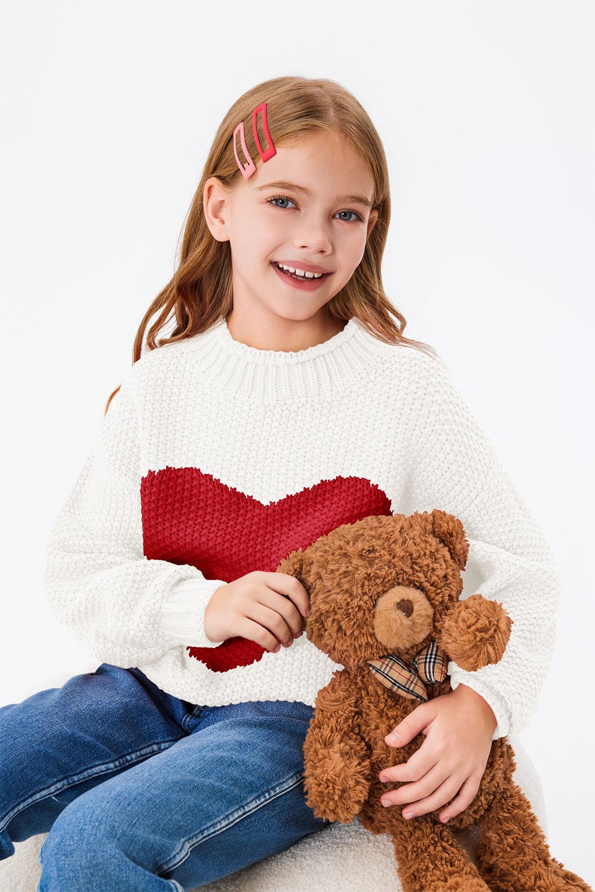 Imily Bela Girls Chunky Knit Turtleneck Sweater - Batwing Sleeve Pullover Jumper for Kids | Winter Warm Outfit for School & Playdates