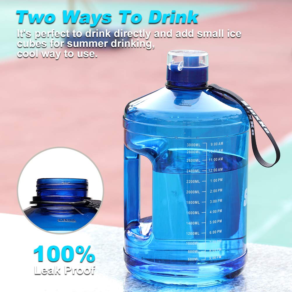 128oz Leakproof BPA Free Water Bottle with Handle & Time Marker - for Fitness, Sports & Daily Hydration