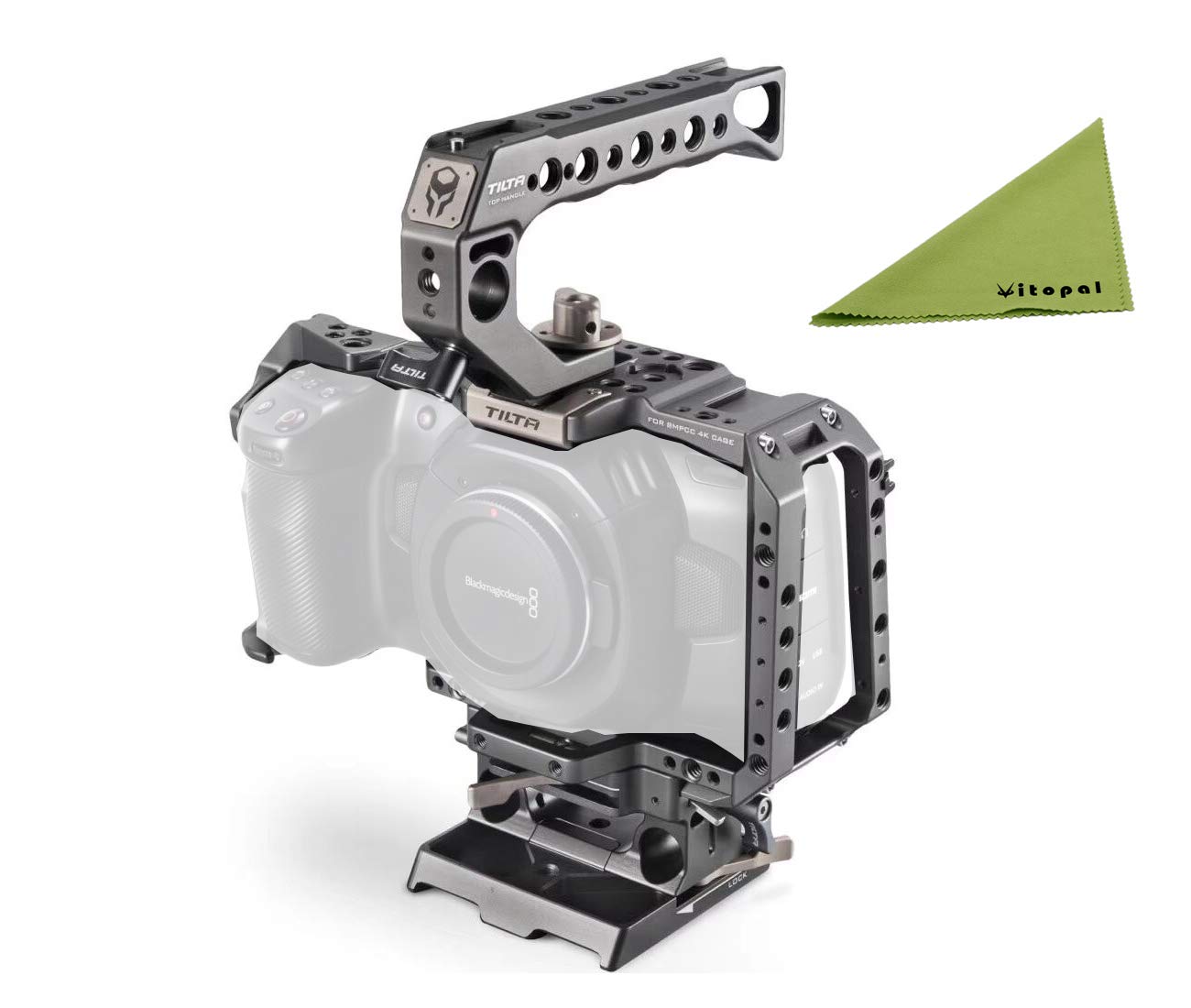 Tilta Full Camera Cage with Quick Release Top Handle for Blackmagic Pocket Cinema Camera 4K (BMPCC 4K) - Perfect for Filmmaking, Vlogging & Professional Video Production