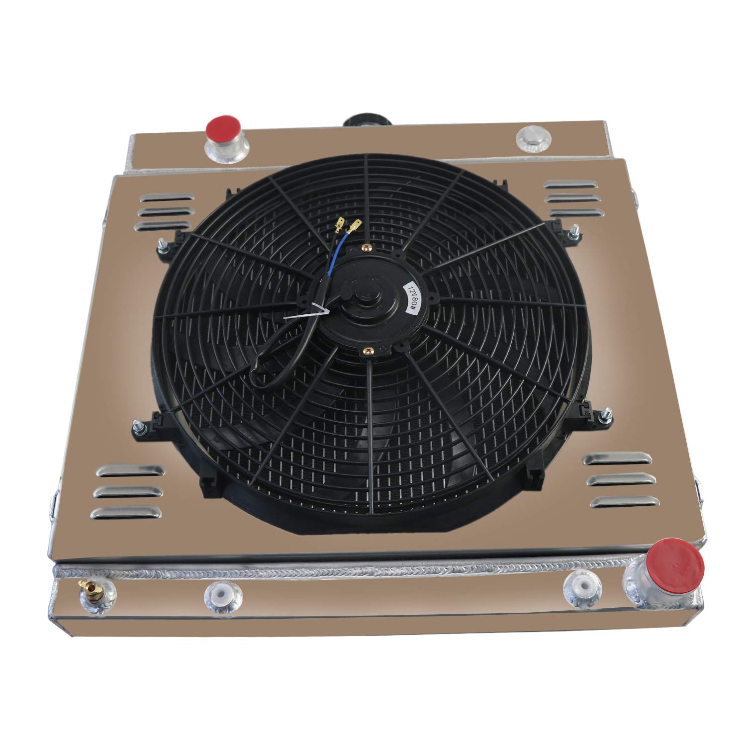 ALLOYWORKS 3 Row All Aluminum Radiator with Shroud Fan & Relay Kit for 1975-1979 Dodge D100 D150 D200 D300 5.2L 5.9L V8 - Heavy Duty Cooling Upgrade for Towing & Off-Road Use