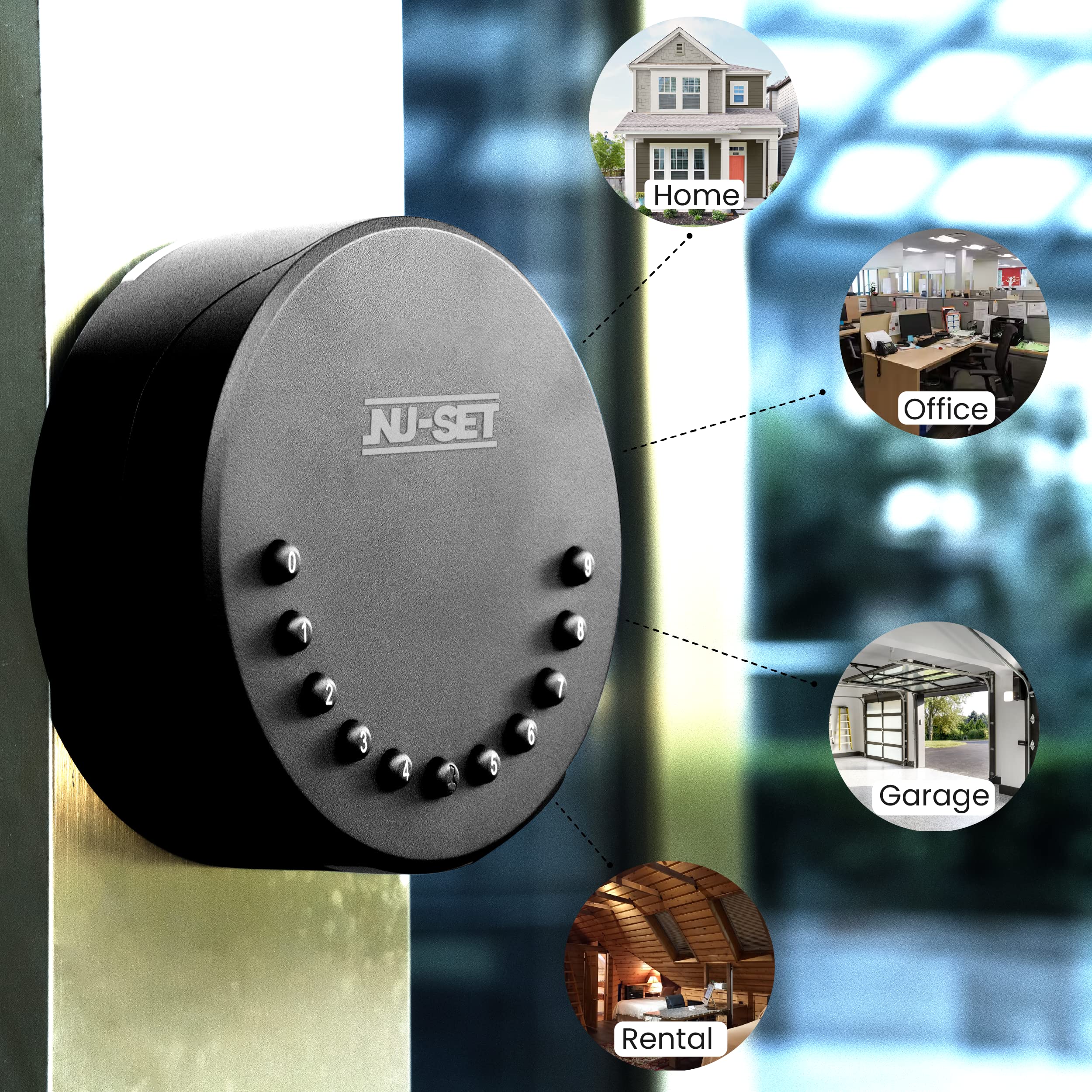 NU-SET Smart-Box Series Electronic Combination Lock - Wall Mount Key Safe with Digital Keypad | Secure Key Sharing Solution for Home, Office & Commercial Use | Weatherproof Key Storage Box for Airbnb Hosts, Realtors & Property Managers (Black)