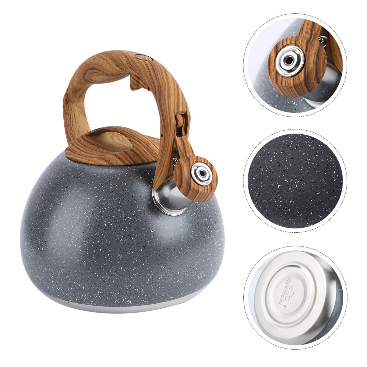 DOITOOL 1Pc Stainless Steel Whistling Tea Kettle - Stovetop Coffee Pot for Gas & Electric Stoves - European Style Hot Water Kettle with Bamboo Handle - Perfect for Making Tea, Coffee & Hot Beverages at Home or Camping