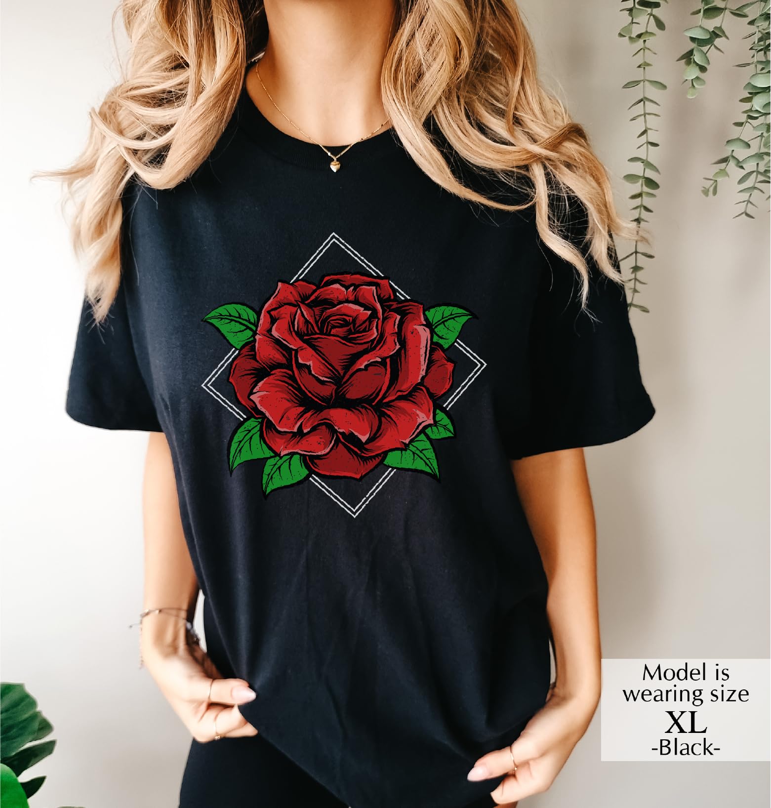 Red Rose Print Women's T-Shirt - Floral Love Casual Shirt for Women | Perfect for Valentine's Day, Date Nights & Spring Outfits