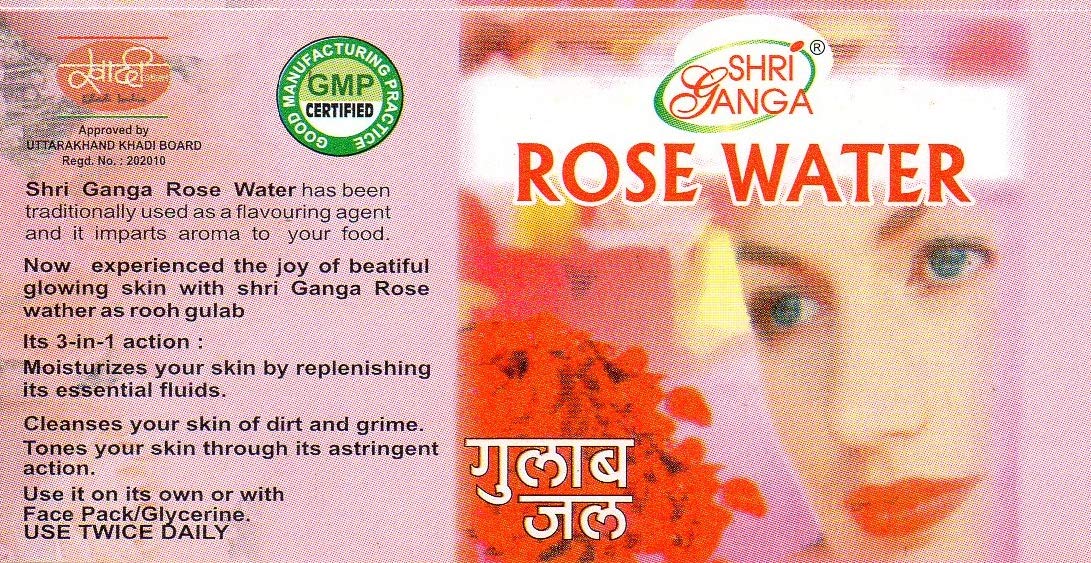Shri Ganga Pure Rose Water 100ml (Pack of 3) - Natural Facial Toner, Hydrating Mist & Aromatherapy Spray for Skin Care, Hair Care & Relaxation