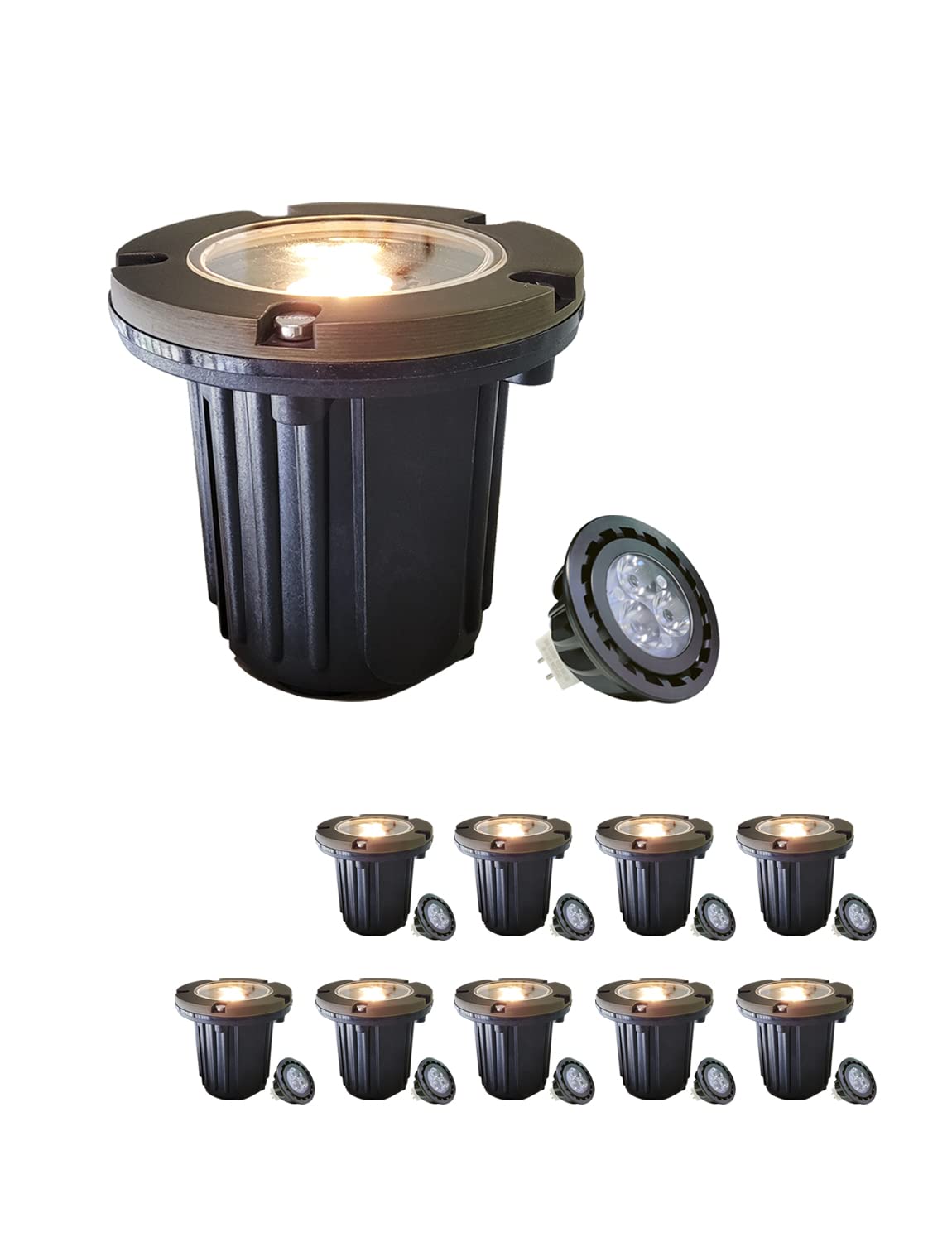 12V Low Voltage MALORY Brass Landscape Well Lights - 4.6