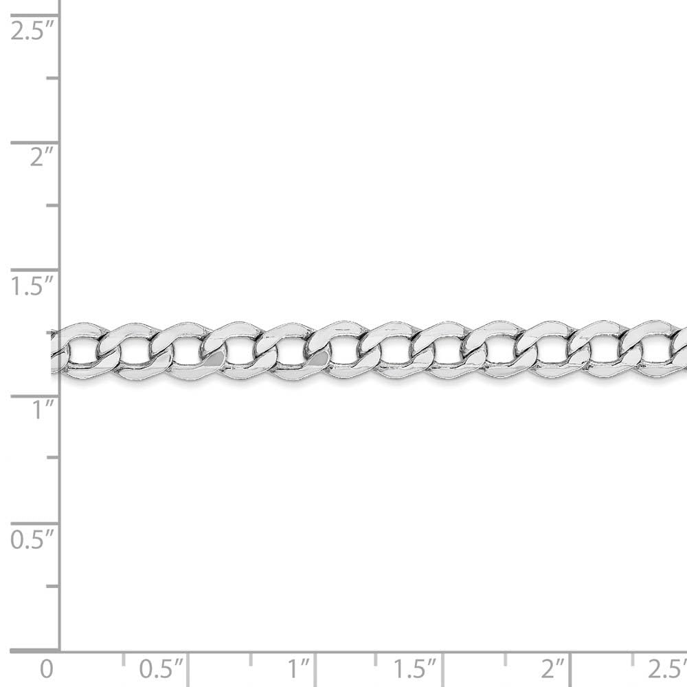 The Black Bow 5.25mm 14K White Gold Hollow Curb Link Chain Necklace - Perfect for Elegant Evenings and Special Occasions