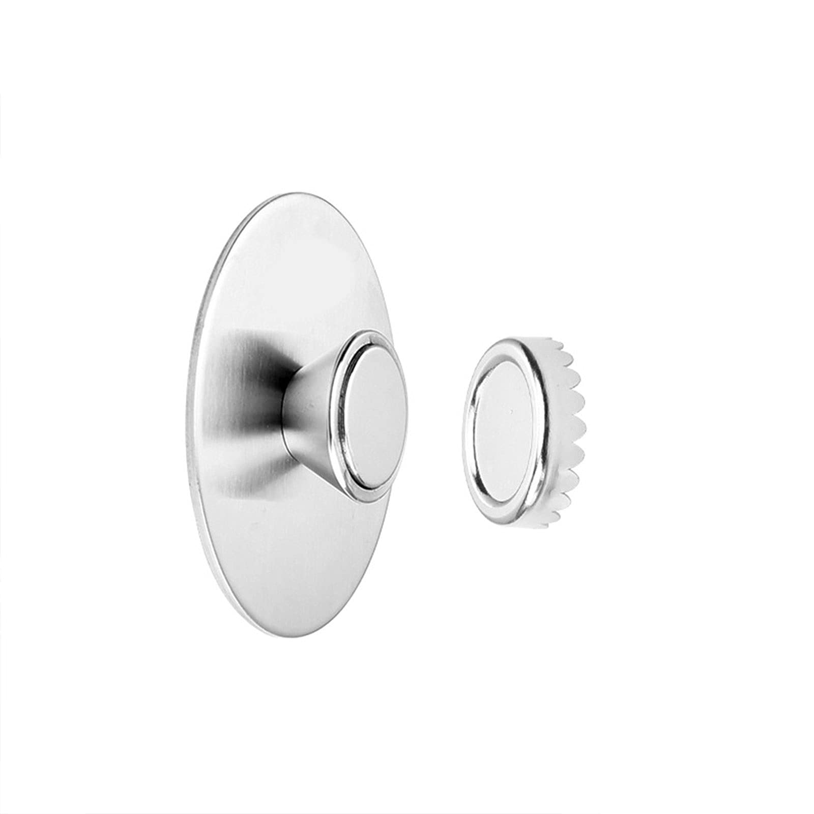 KKJJ Magnetic Soap Holder - Wall Mount Bathroom Soap Dish with Strong Suction Cup, Stainless Steel (Silver) - Perfect for Shower, Kitchen Sink & RV Use