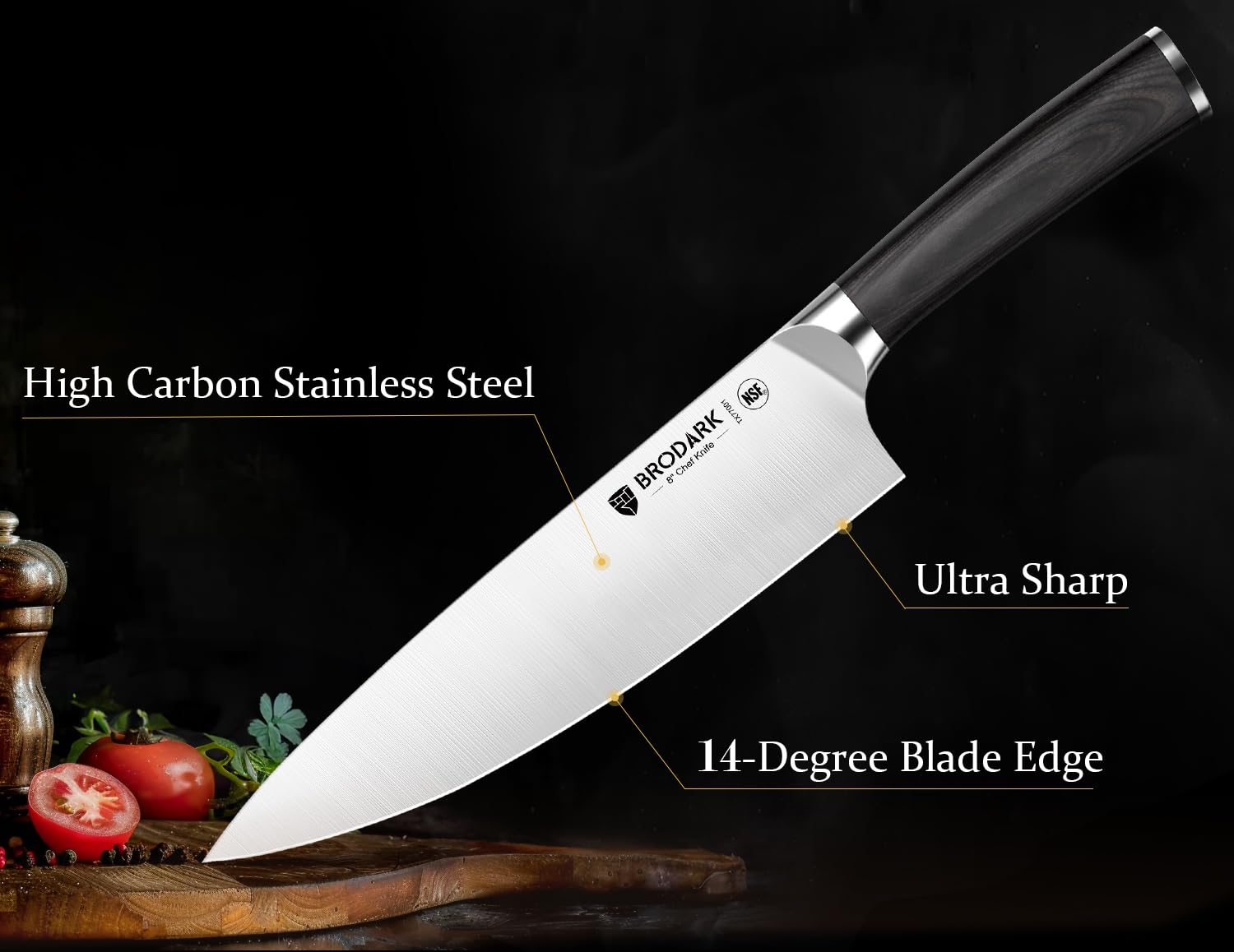15-Piece Ultra Sharp Kitchen Knife Set with Wooden Block - High Carbon Stainless Steel Chef Knives, Full Tang Design & Included Sharpener - Perfect for Home Cooking, Professional Chefs & Gift Giving