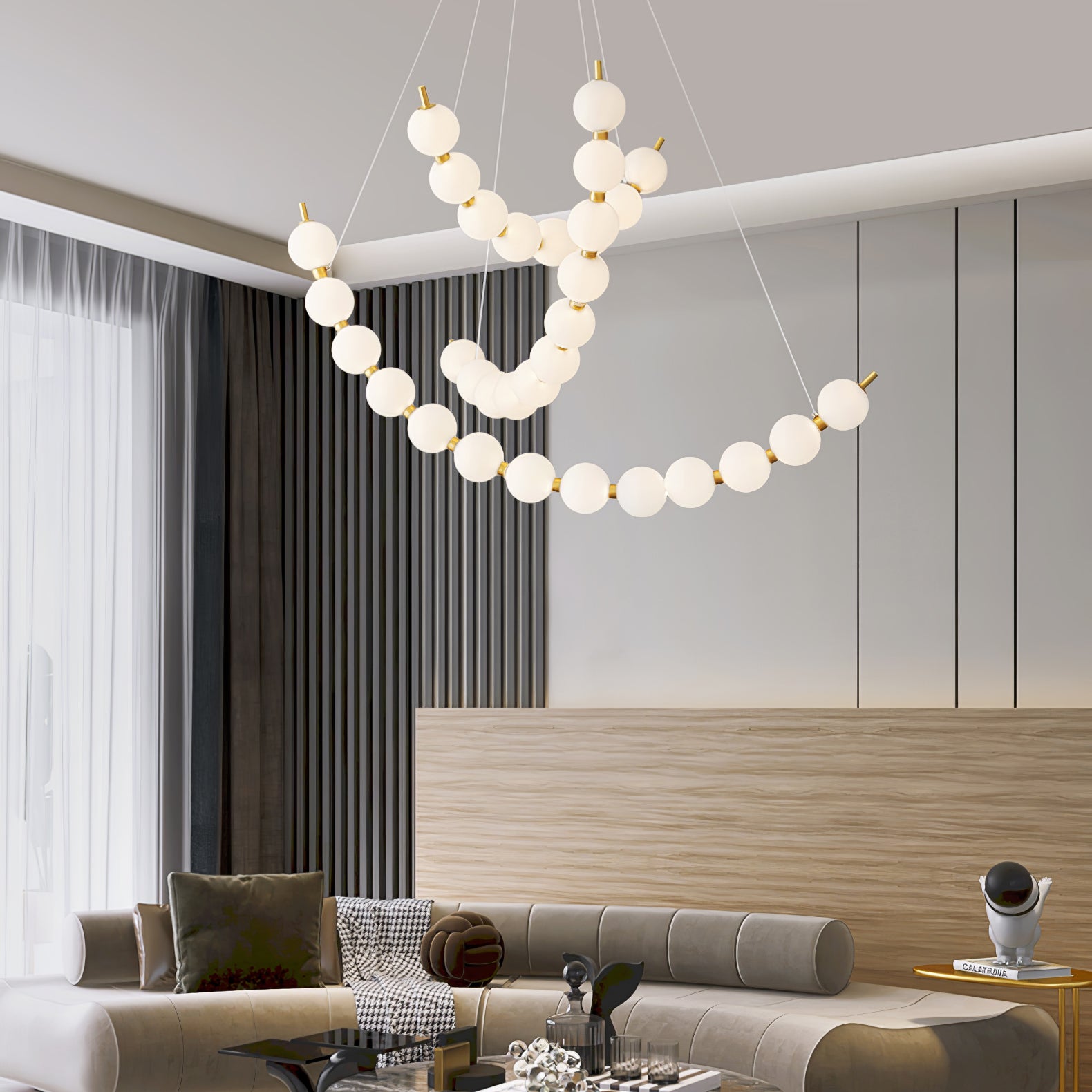 Elegant Acrylic Pearls Chandelier - Crystal-Like Ceiling Light Fixture for Dining Room, Bedroom & Living Room Decor