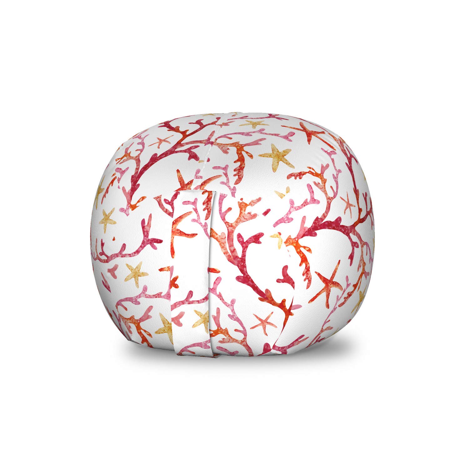 Ambesonne Nautical Toy Storage Bag Chair - Colorful Coral Shells Crab Marine Themed Organizer for Stuffed Animals - Washable Small Size (White & Multicolor) - Perfect for Kids' Room, Playroom & Beach House Decor