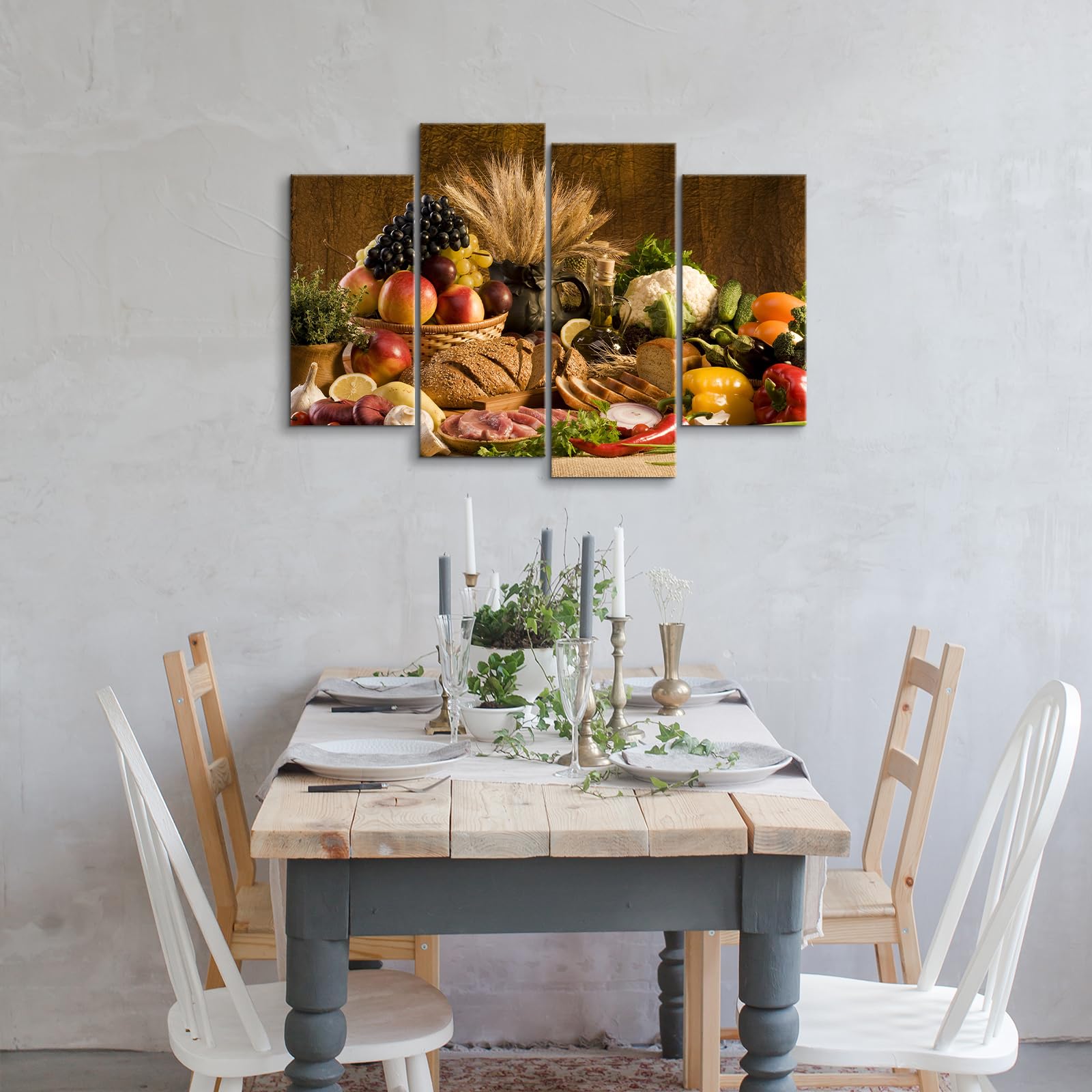 YOUHONG 4-Piece Fruit Wall Art - Kitchen Canvas Decor for Home & Dining Room - Ready to Hang (40