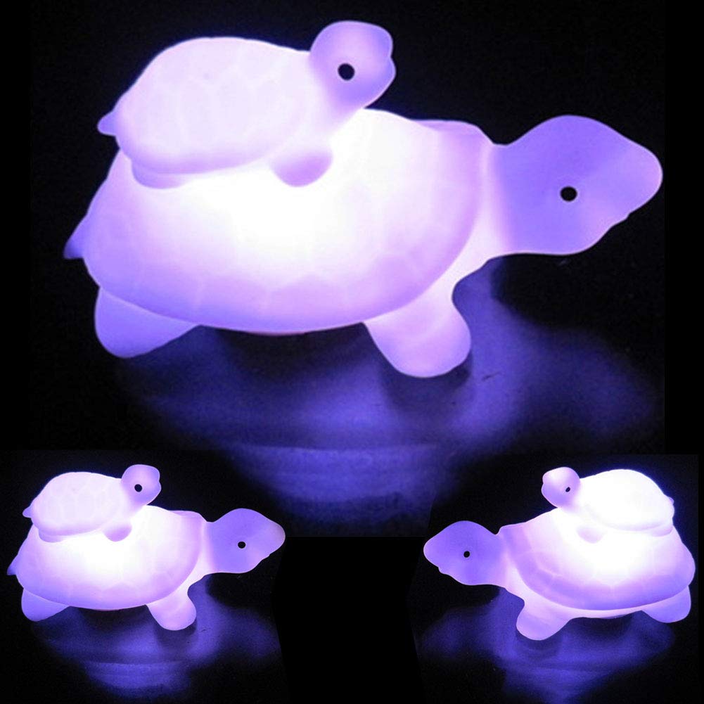 Colorful LED Turtle Night Light for Kids Room, Nursery, Dorm & Living Room - Flashing Decorative Lamp for Bedside Table, Bookshelf, Coffee Table - Safe & Cute Lighting Gift for Children, Babies & College Students