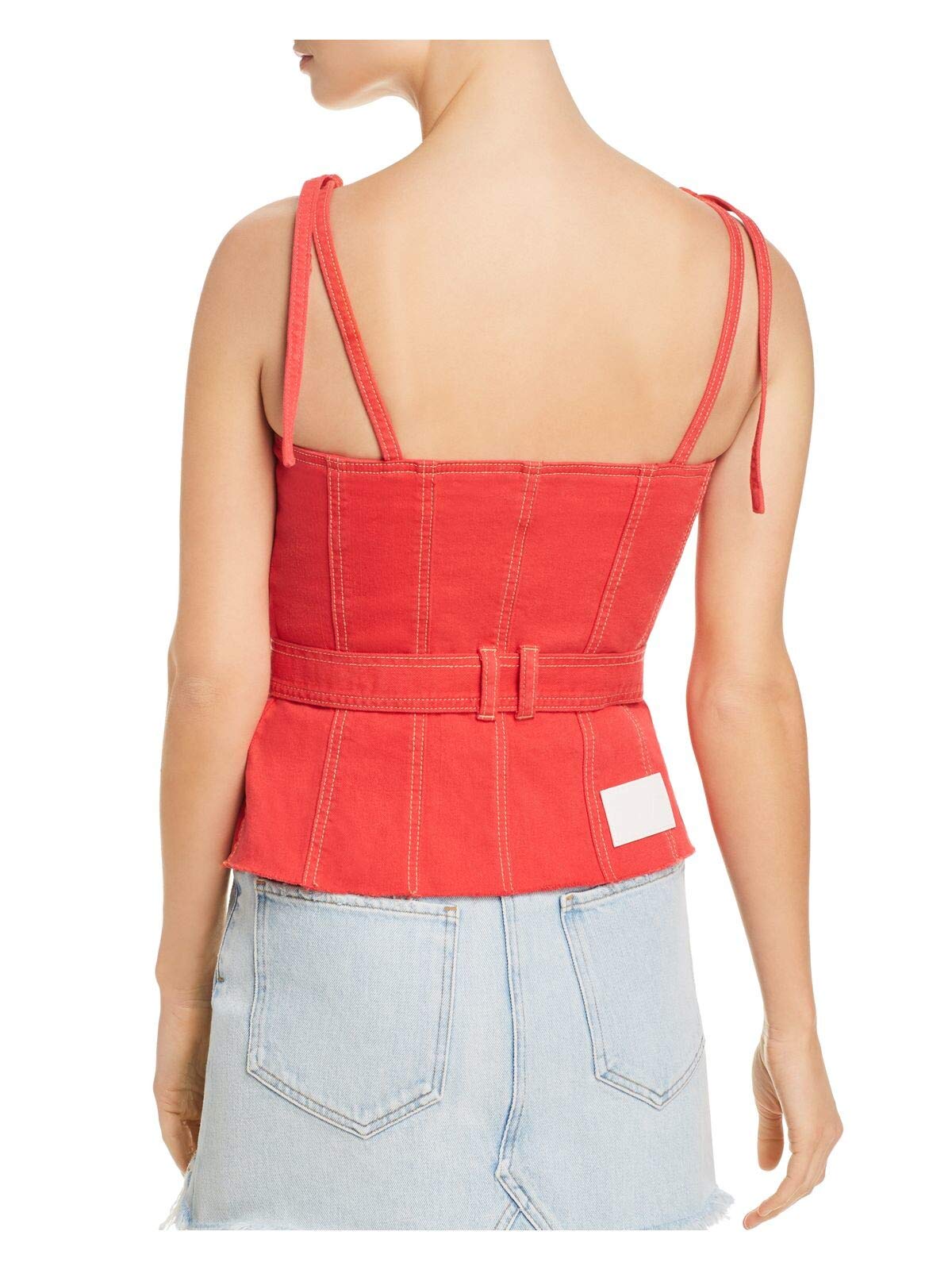Women's Red Spaghetti Strap Square Neck Summer Top - Sexy Casual Sleeveless Blouse for Beach, Party & Date Night