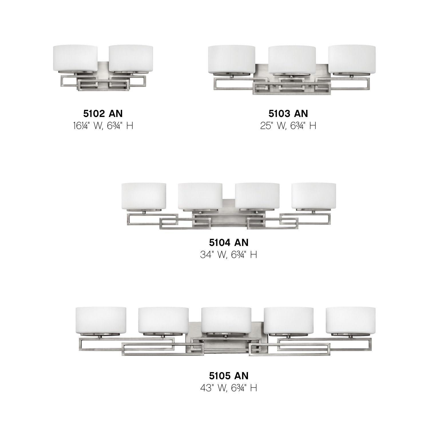 Hinkley Lanza Collection 4-Light Modern Bathroom Vanity Light Fixture 240W G9 Base, Antique Nickel Finish - Perfect for Contemporary Bathroom & Powder Room Lighting