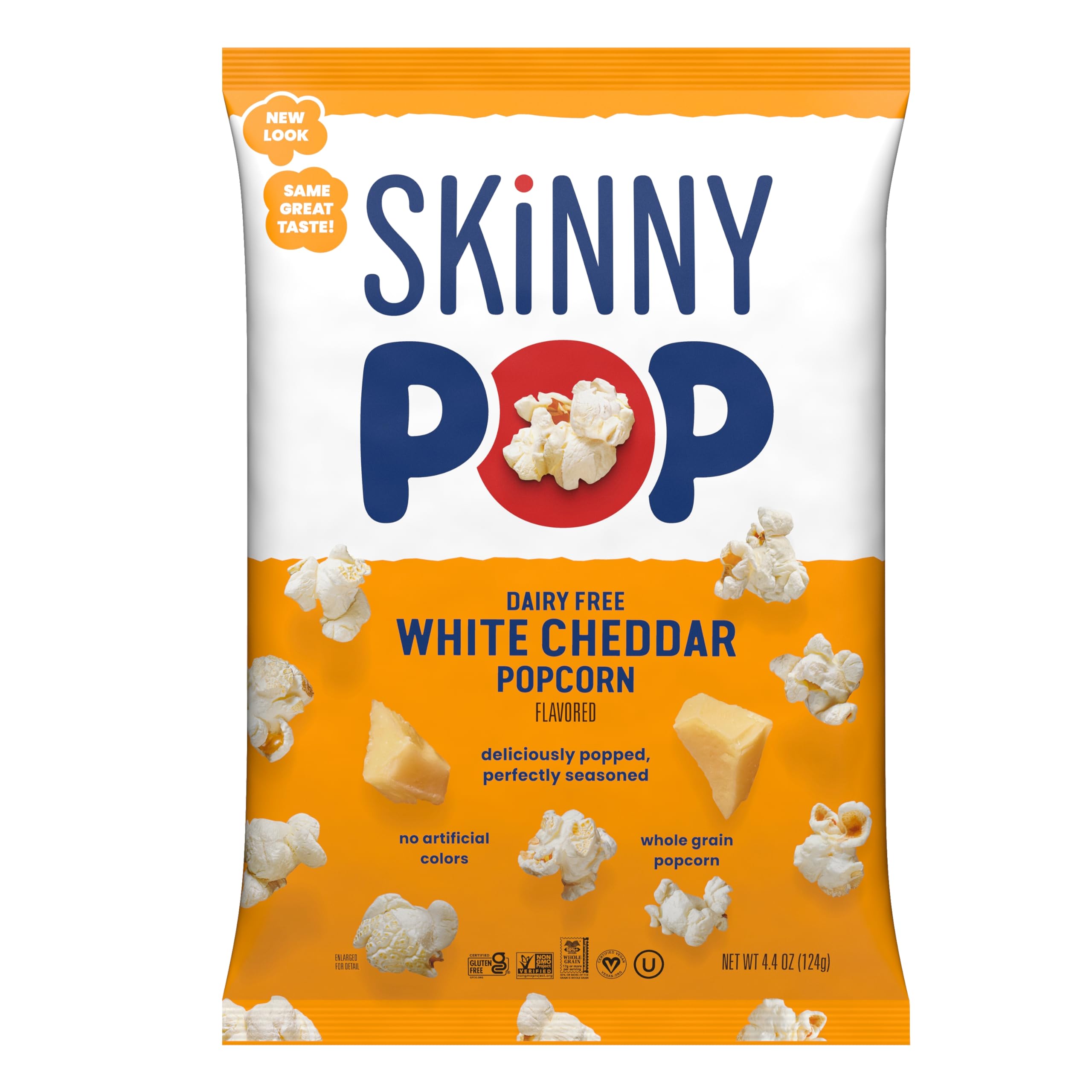 SkinnyPop White Cheddar Popcorn - Gluten Free, Non-GMO Healthy Snack, 4.4oz Grocery Size Bag - Perfect for Movie Nights, Office Snacks & On-the-Go Munching