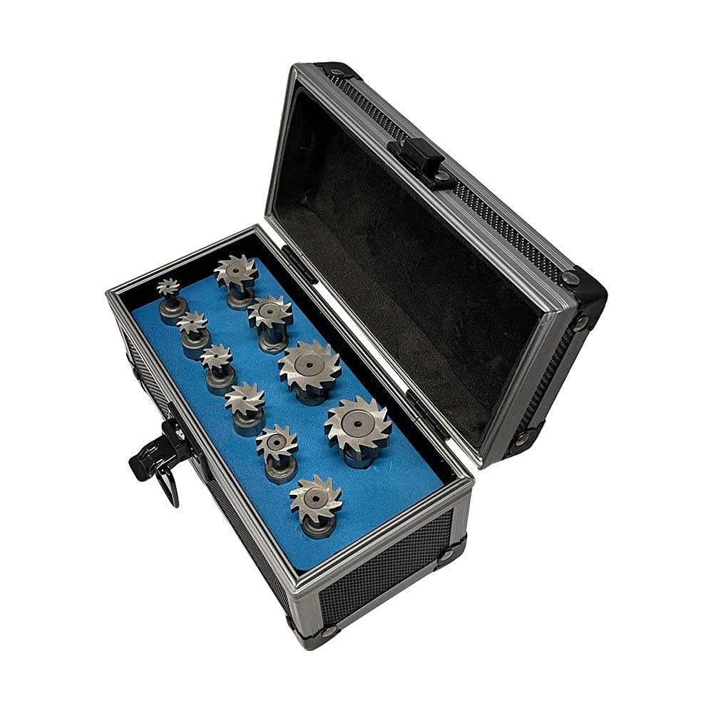 10-Piece HSS Woodruff Key Cutter Set with 1/2'' Straight Shank - Perfect for Metalworking, Machinery Repair & DIY Projects