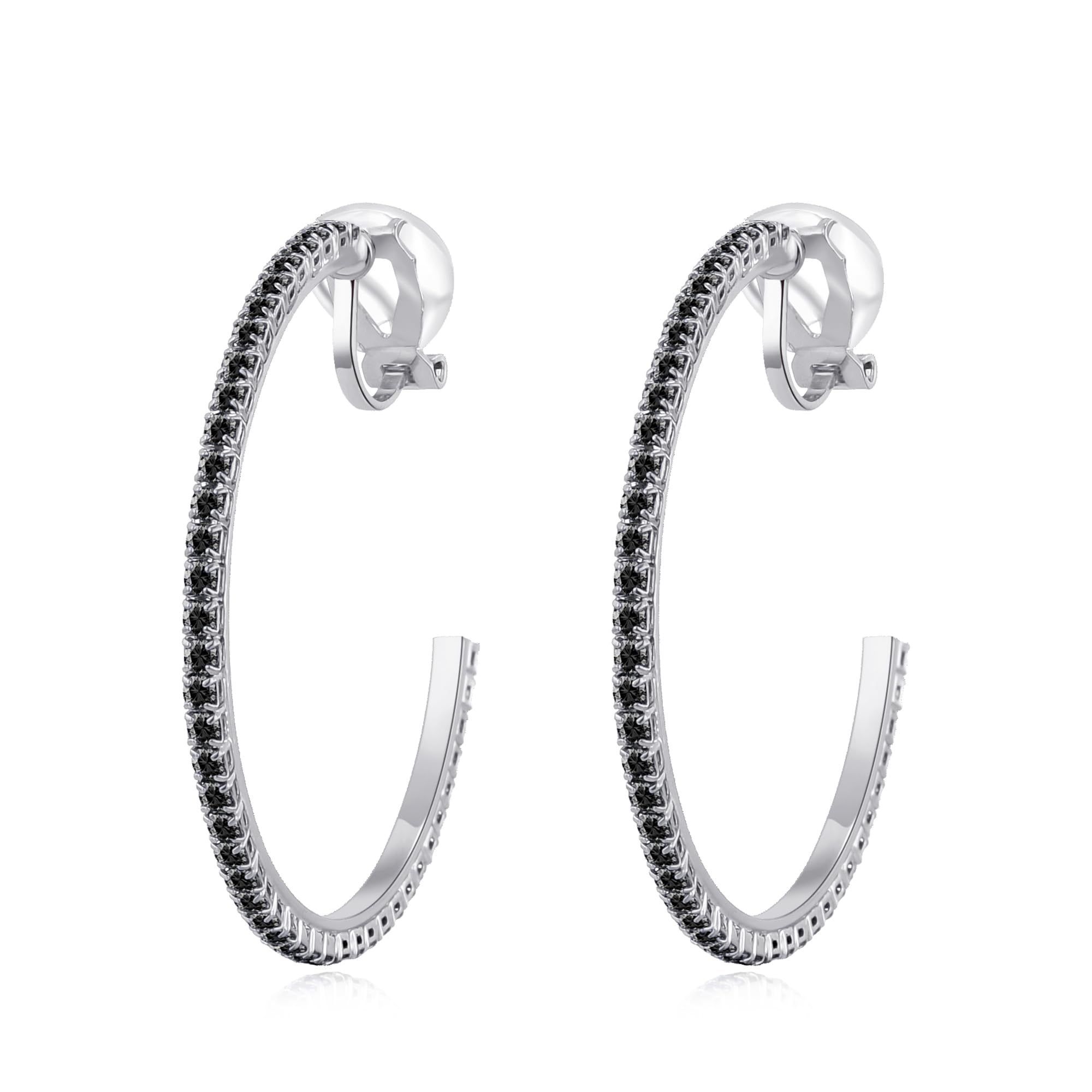 YOQUCOL 4.3CM(1.7in) Clip On Hoop Earrings for Women - Cubic Zirconia Non-Pierced Earrings | Perfect for Weddings, Parties & Everyday Wear
