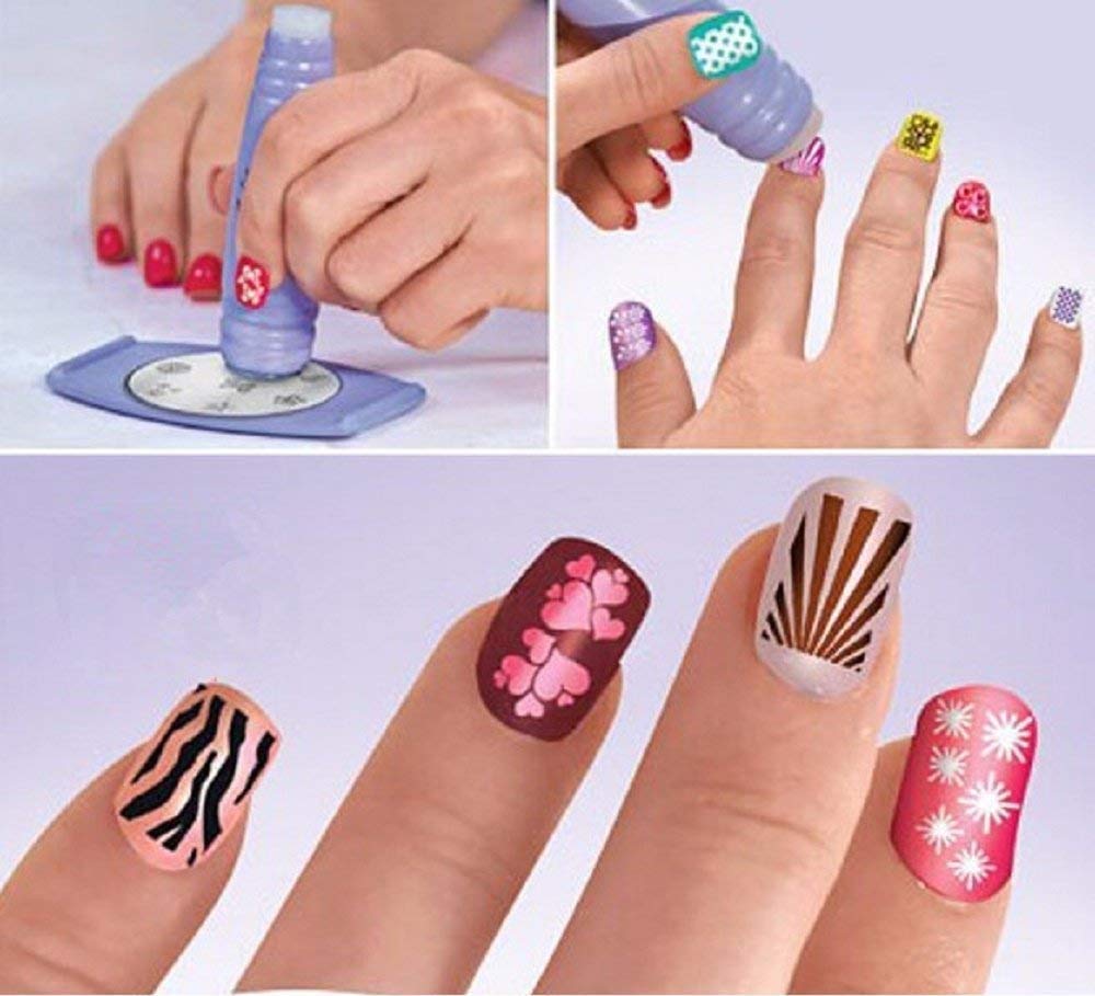 Salon Express Nail Art Stamping Kit - Multicolor Nail Polish Design Decals for Professional & DIY Manicures | Perfect for Home Use, Nail Salons & Gift Giving