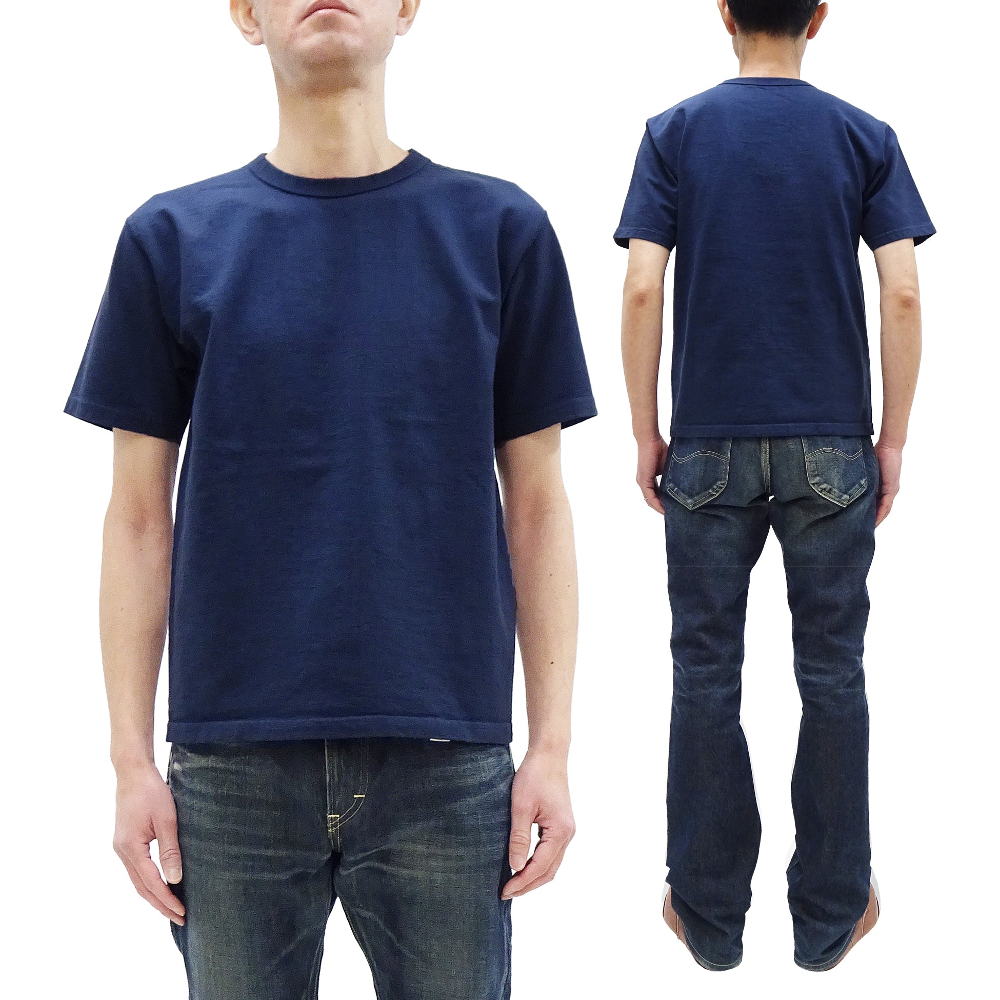 Studio D'artisan Men's Heavyweight Loopwheeled Jersey Plain T-Shirt - Short Sleeve Tee 9913 in Navy Blue | Casual Wear & Street Style Essential