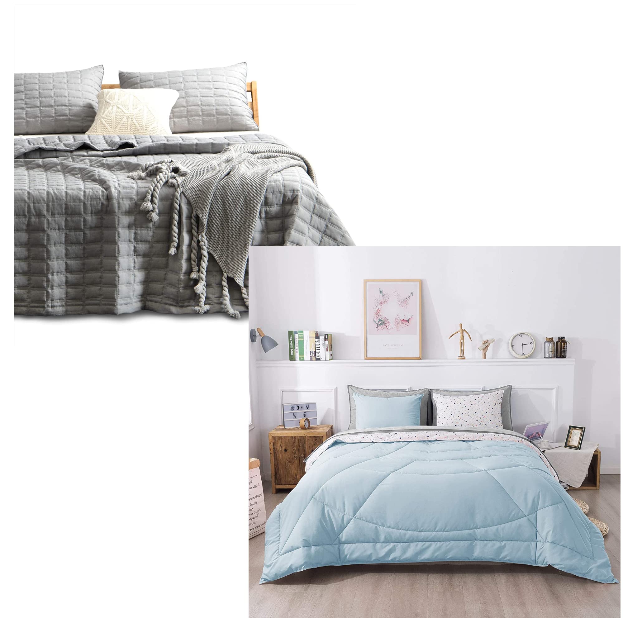 KASENTEX Queen Size Quilt Set - Blue Bedding Coverlet & Blanket Combo for Cozy Bedroom Decor | Perfect for Guest Rooms, Master Bedrooms & Dorm Essentials