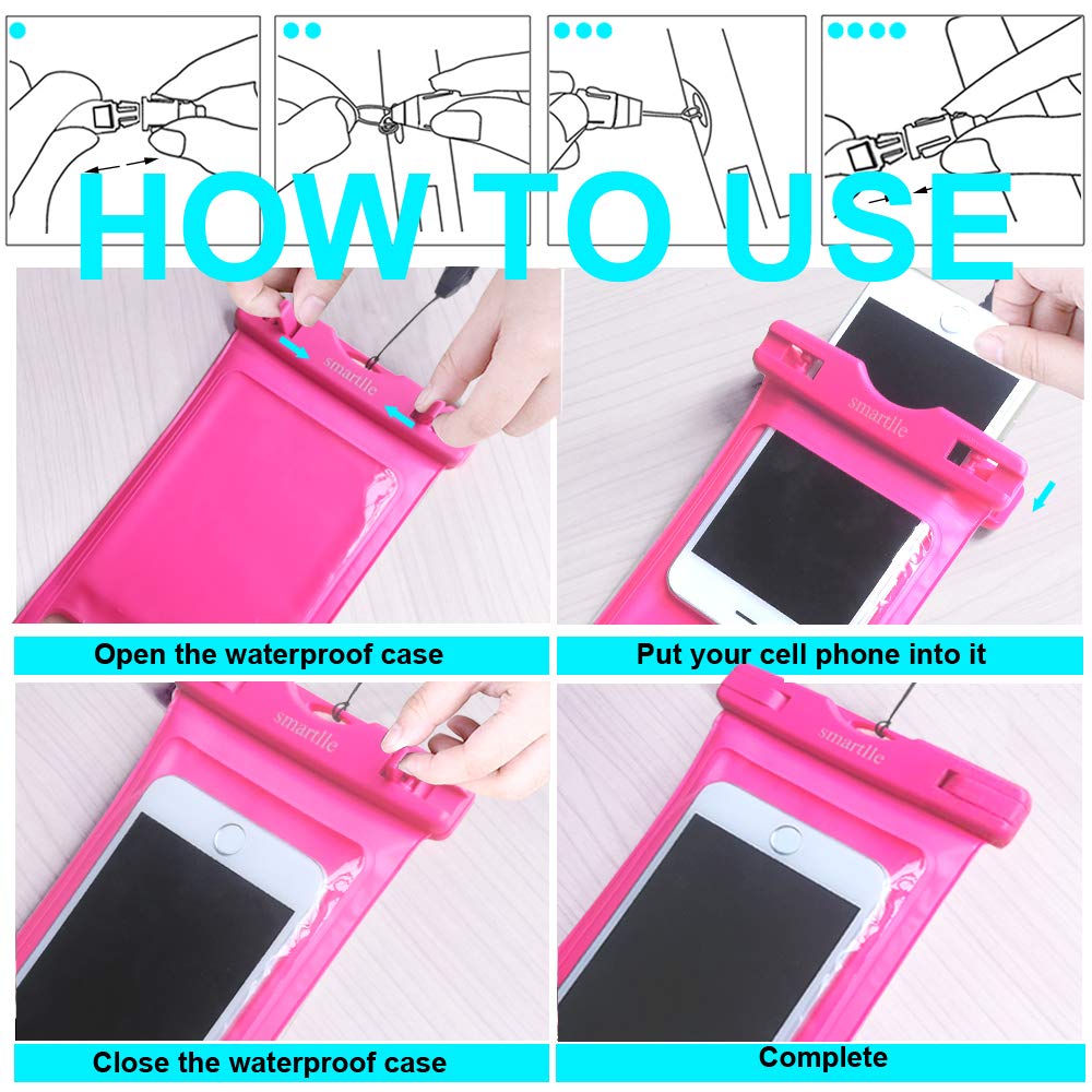 Waterproof Phone Pouch 2 Pack - Universal Floating Dry Bag Case for iPhone 15 14 13 12 Pro Max XR XS 8 7 6 Plus SE & Samsung Galaxy S24 S22 S21 S9 A J Note (Up to 7
