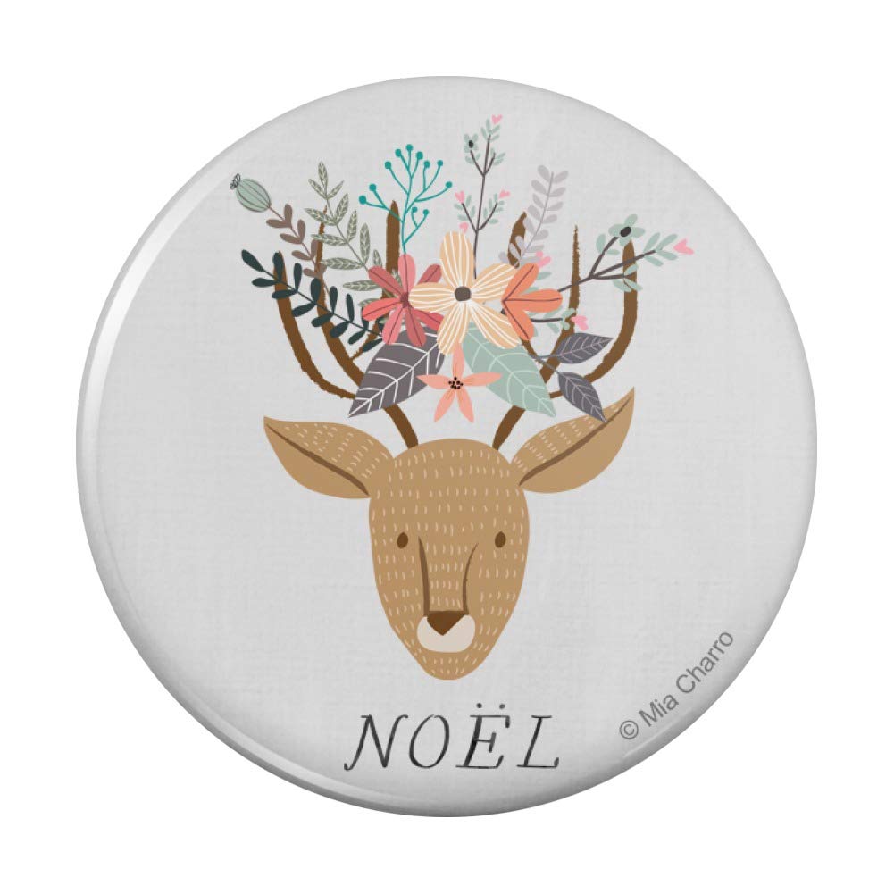 Christmas Deer with Flowers Refrigerator Magnet - Holiday Kitchen Decor for Fridge, Lockers & Cabinets - Festive Home & Office Decoration