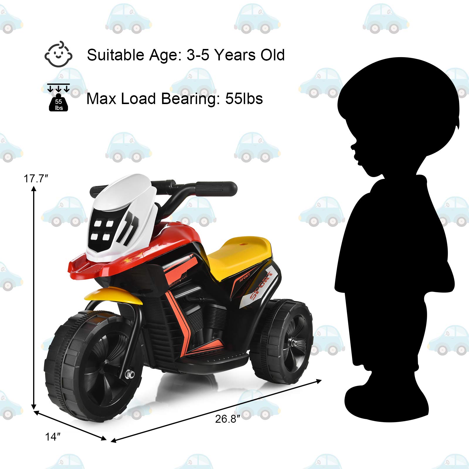 HONEY JOY 6V Kids Electric Motorcycle with Training Wheels - Ride-On Toy for Boys & Girls (Black) - Outdoor Play & Gifts
