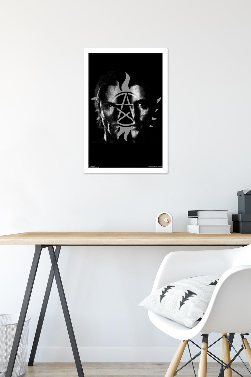 Supernatural TV Show Split Wall Poster - 14.725 x 22.375 Inches, White Framed Version - Perfect for Home Decor, Office, Dorm Room & Fan Collections