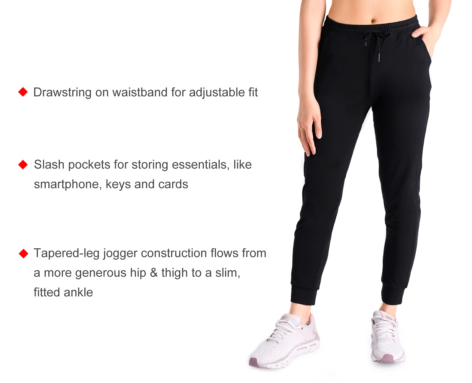 Yogipace Women's Lightweight Anti-Shrink Jogger Pants - Petite/Regular/Tall Sizes for Yoga, Running & Lounge Wear - Comfortable Active Sweatpants for Workout, Travel & Relaxation