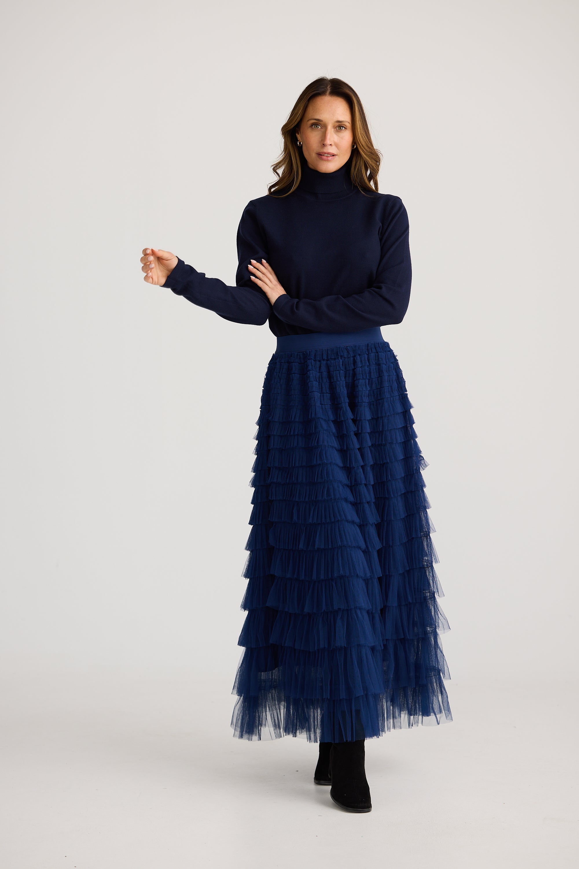 Chance Skirt - Navy Blue Tulle Skirt for Women, Elegant Party Dress, Perfect for Weddings, Prom, and Special Occasions