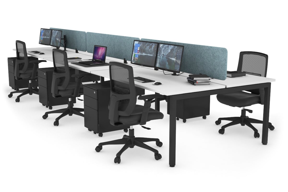 Quadro Square Legs 6-Person Office Workstation Desk [1600L x 700W] - Perfect for Team Collaboration & Open Office Spaces