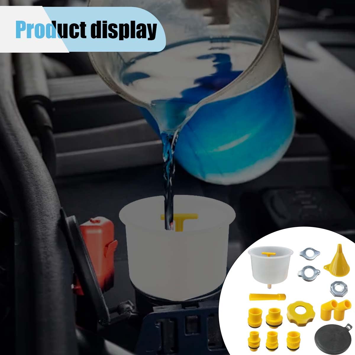 Spill Proof Coolant Funnel Kit - Universal No Spill Radiator Bleeder & Fill Kit with Adapters for Most Vehicles | Perfect for DIY Car Maintenance, Coolant Flush & Antifreeze Refill
