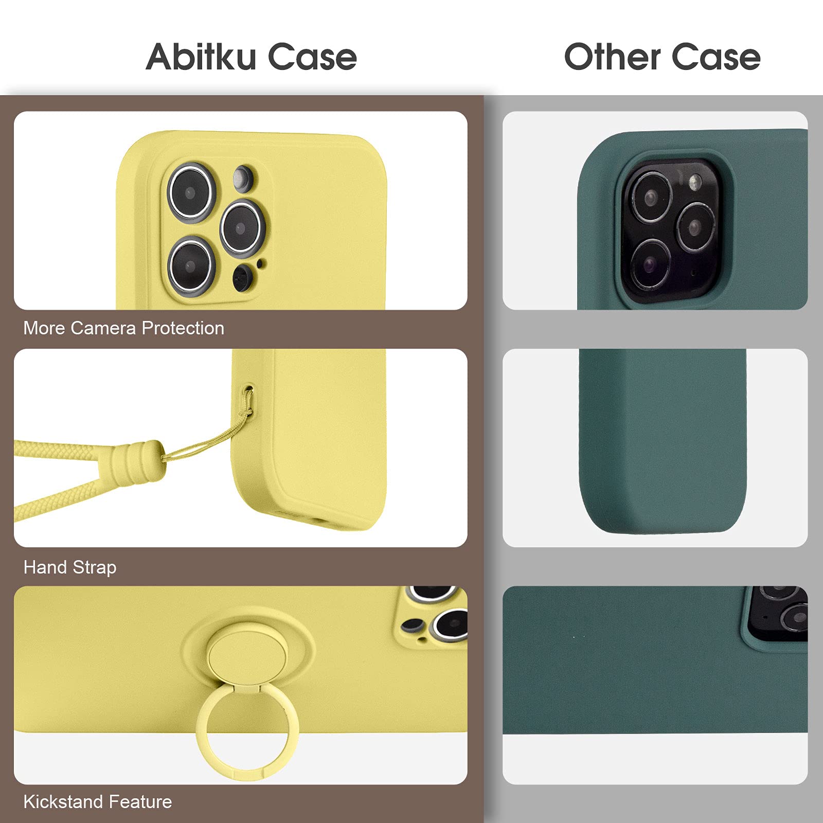 ABITKU iPhone 12 Pro Max Case (6.7-inch 2020 Model) - Premium Silicone Protective Cover with 360° Rotating Ring Kickstand & Car Mount Support | Soft Microfiber Lining | Yellow | Perfect for Daily Use, Travel & Hands-Free Viewing