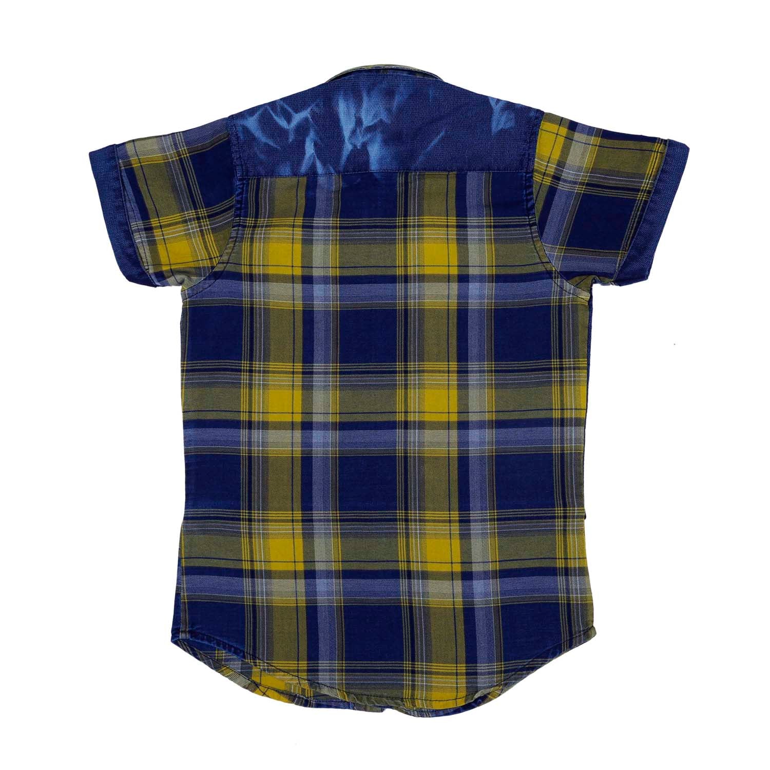 Stylish Mashup Denim & Checkered Casual Shirt for Men & Women | Trendy Plaid Button Down Top for Streetwear, Date Night & Outdoor Activities